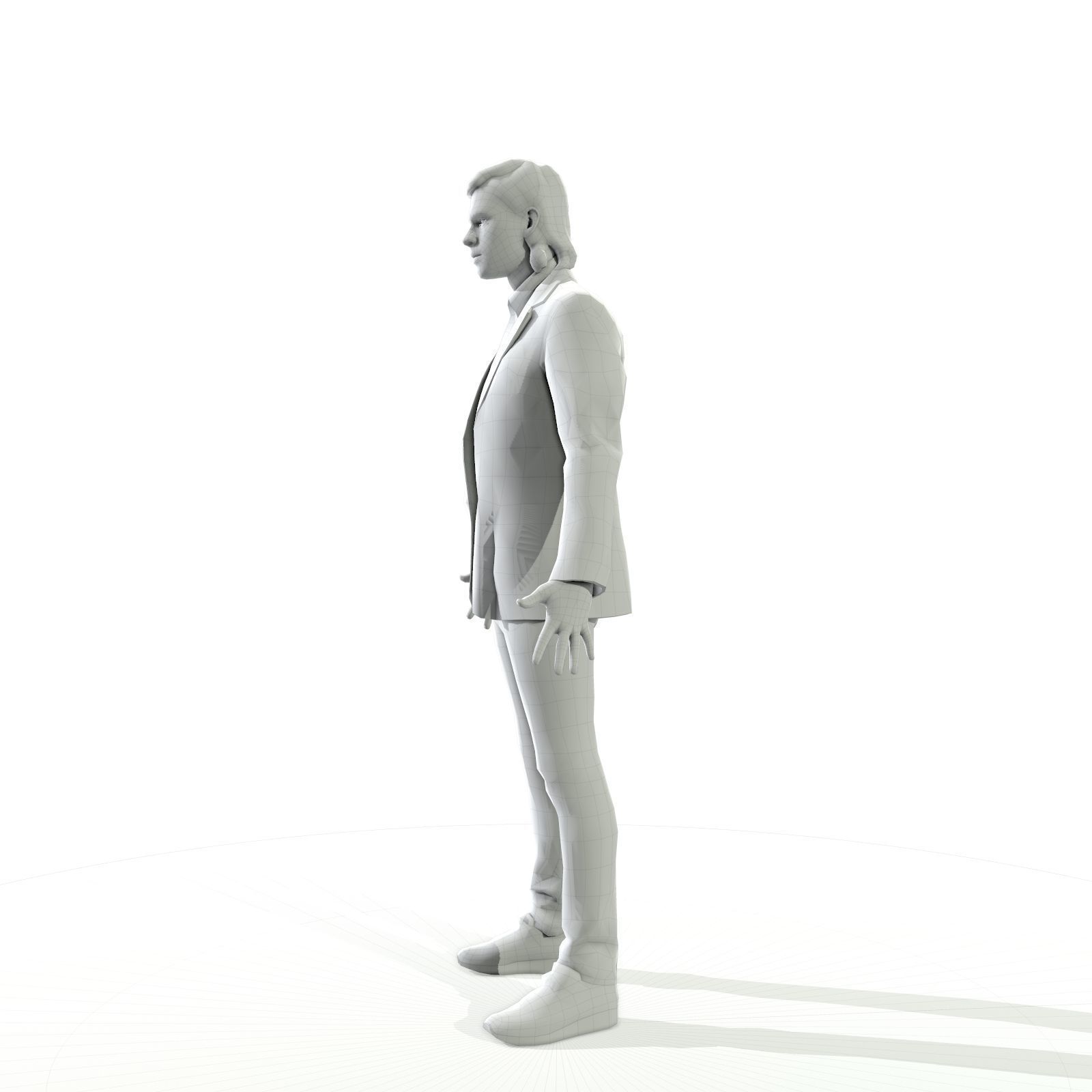 Blonde man in a dark suit Low-poly 3D model_14