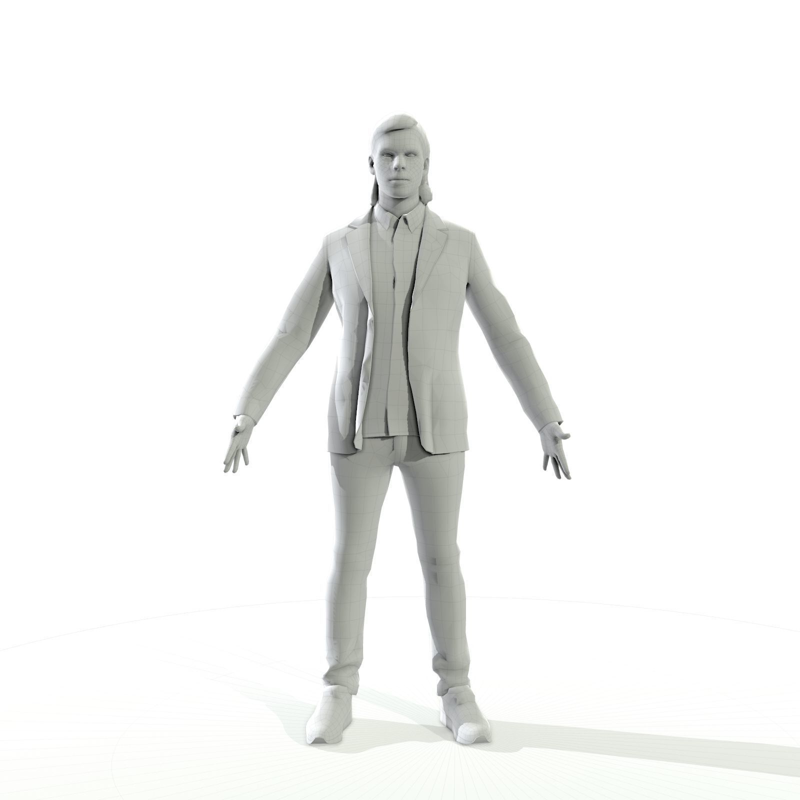 Blonde man in a dark suit Low-poly 3D model_7