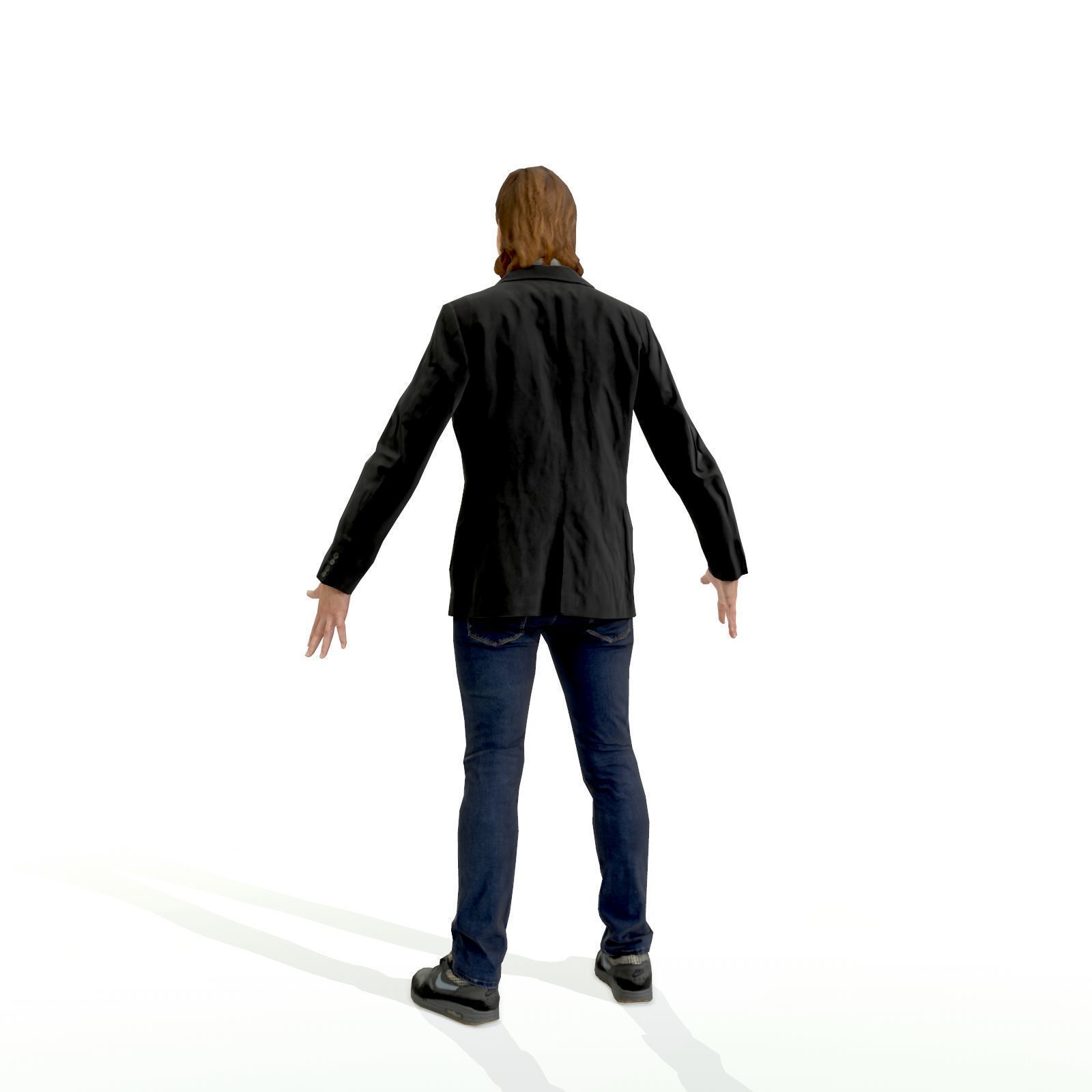 Blonde man in a dark suit Low-poly 3D model_10