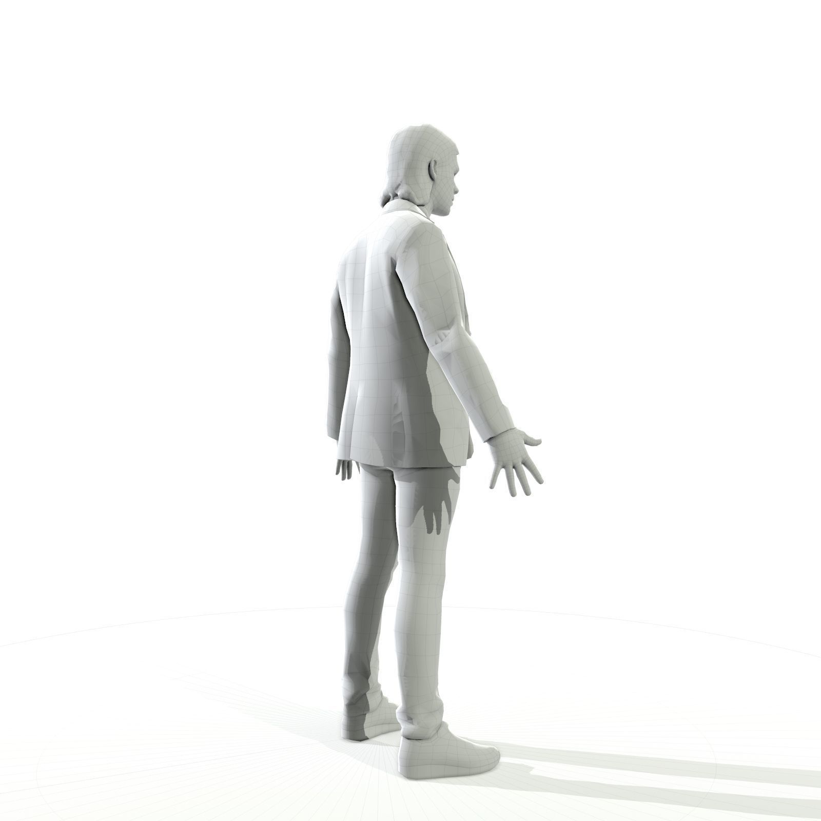 Blonde man in a dark suit Low-poly 3D model_11