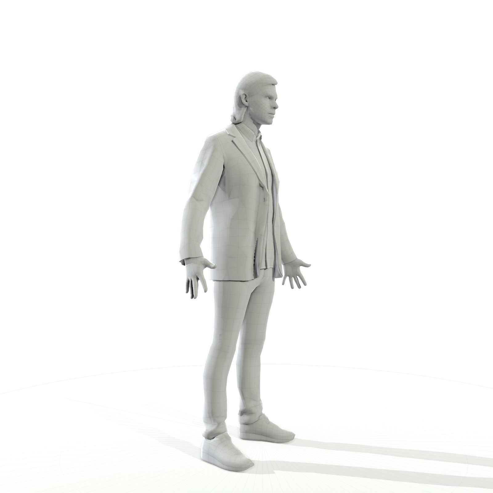 Blonde man in a dark suit Low-poly 3D model_3