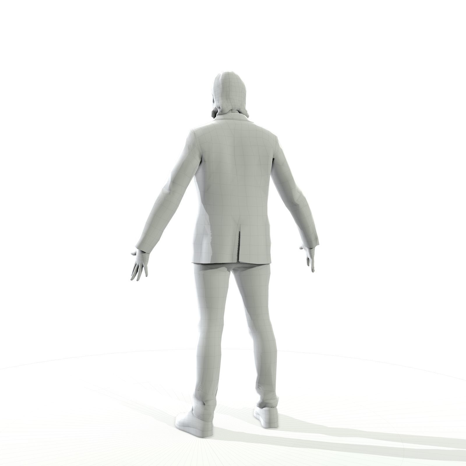 Blonde man in a dark suit Low-poly 3D model_4