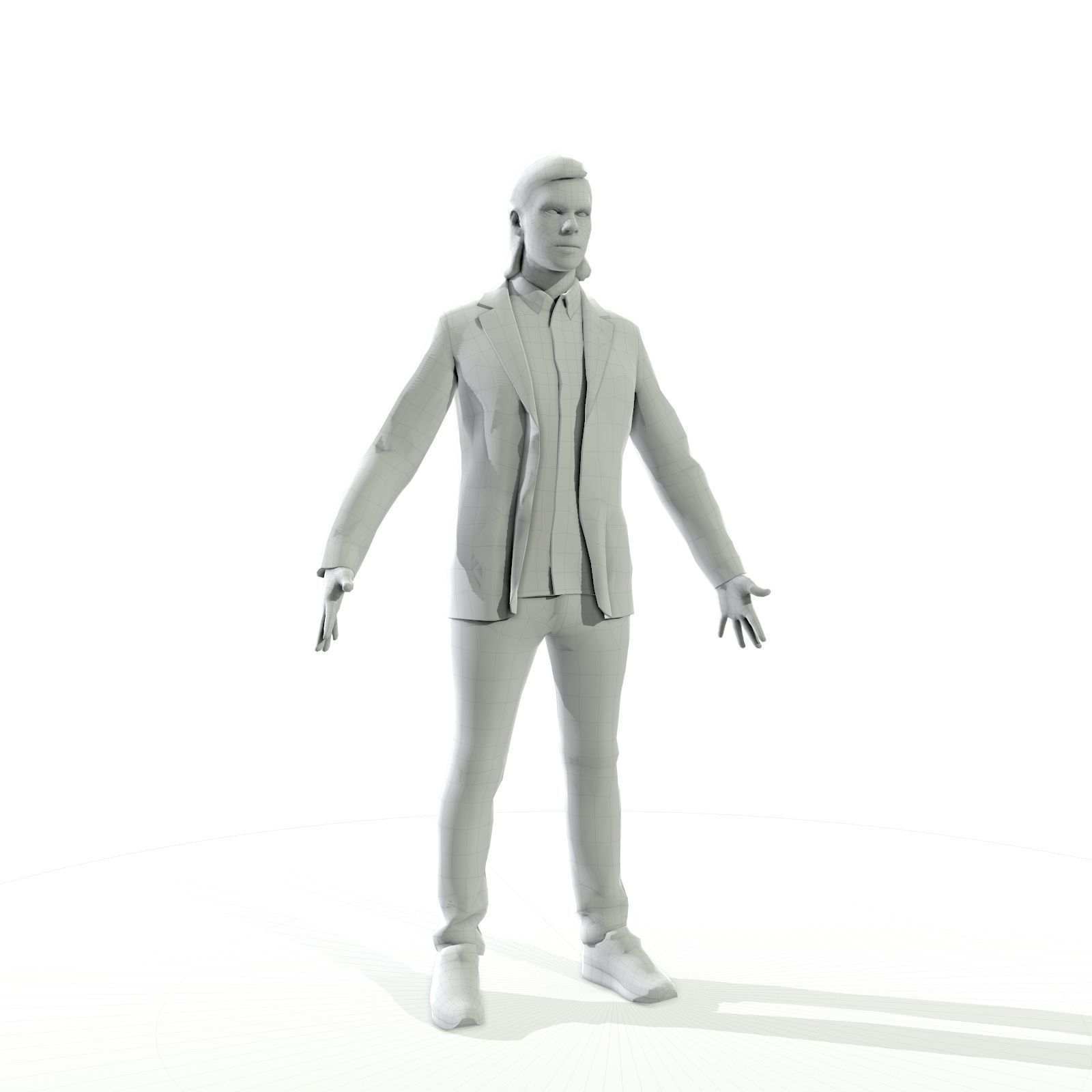 Blonde man in a dark suit Low-poly 3D model_22