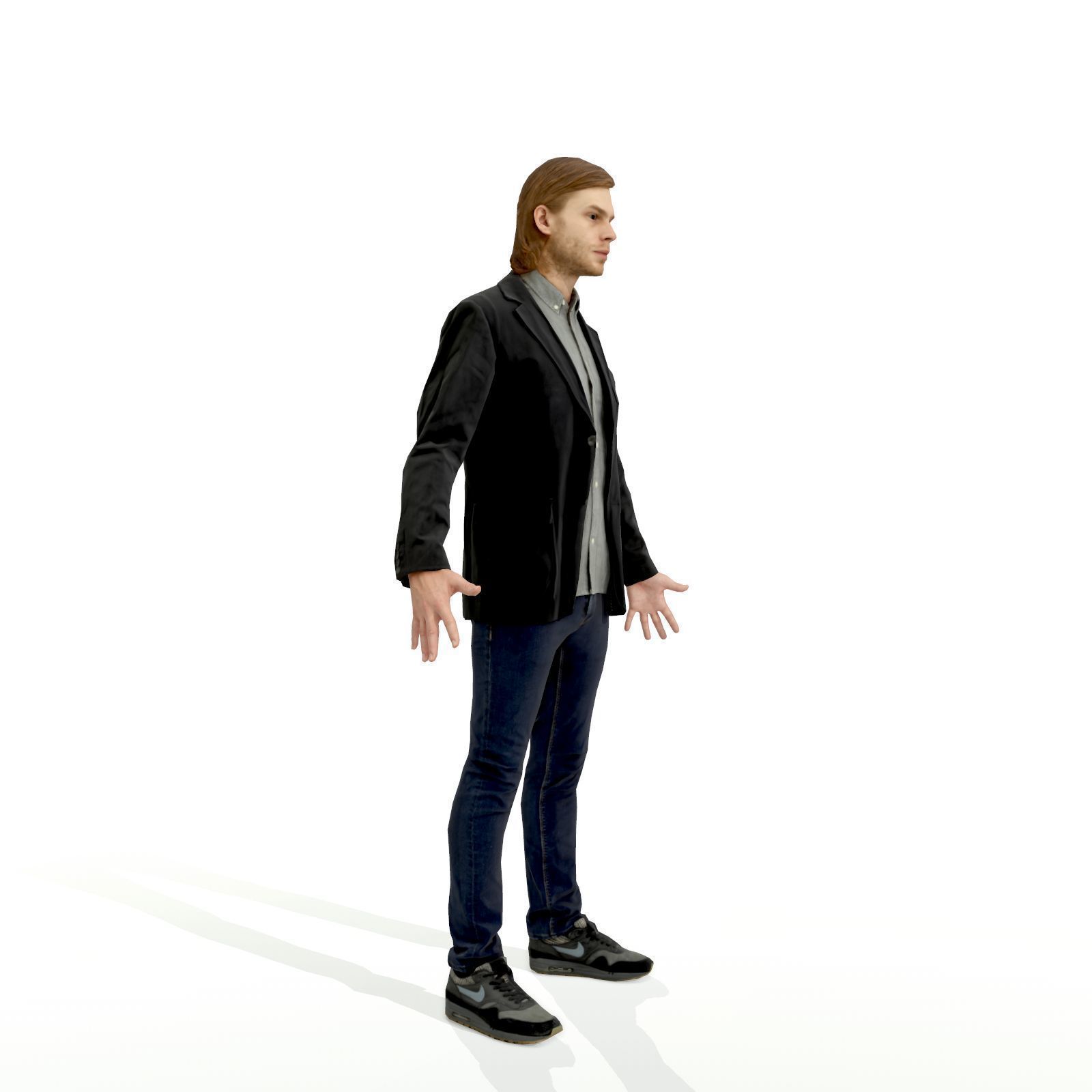 Blonde man in a dark suit Low-poly 3D model_1