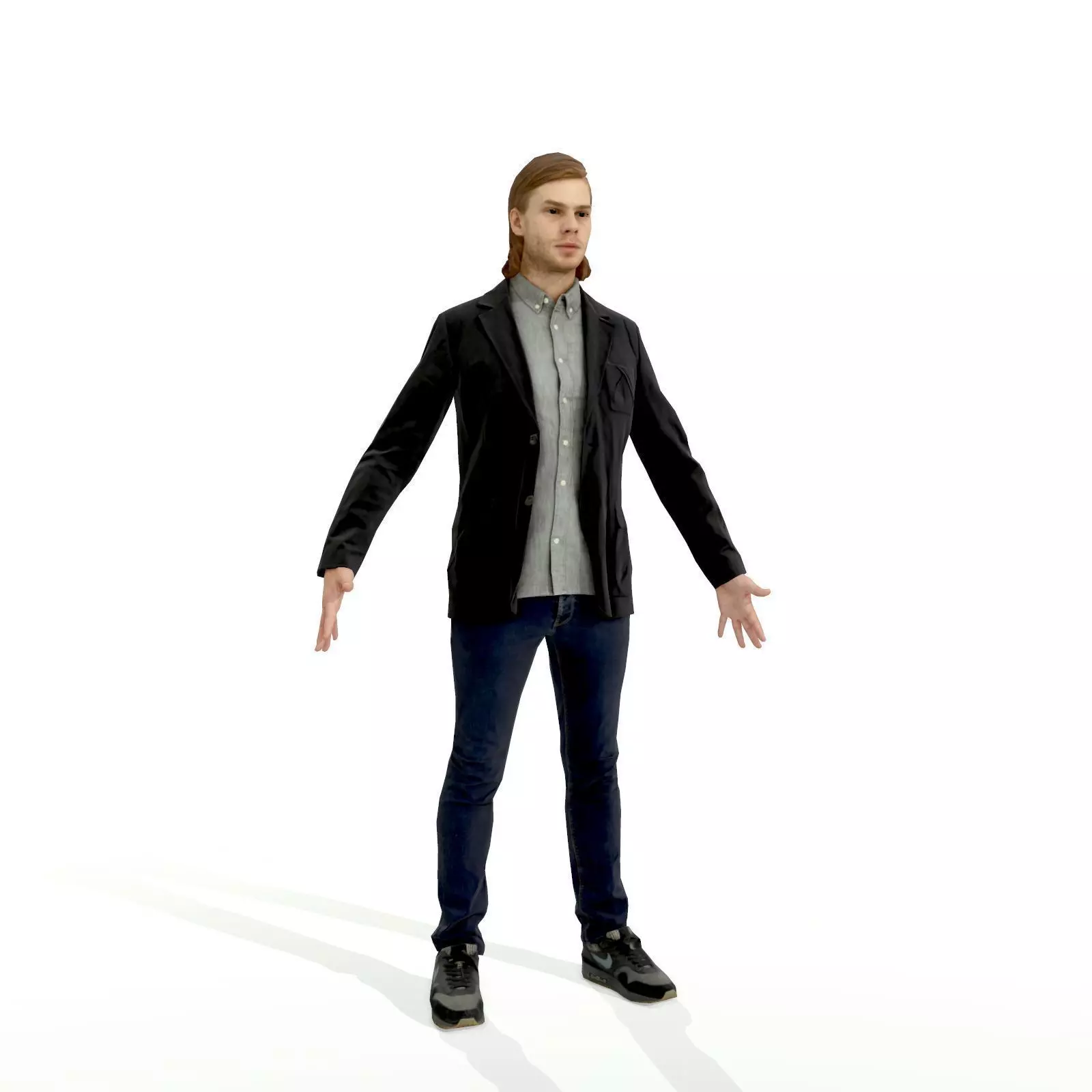 Blonde man in a dark suit Low-poly 3D model_0