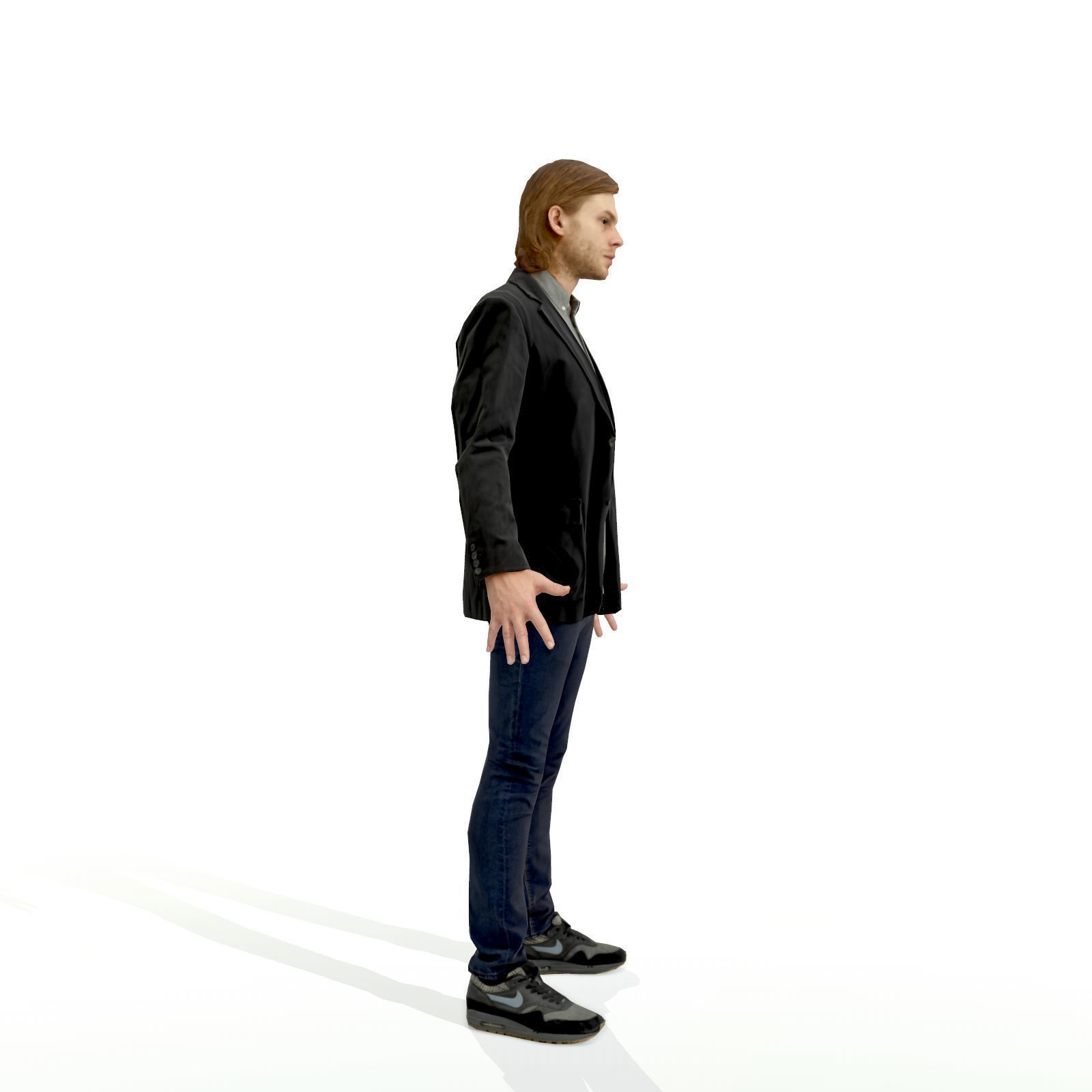 Blonde man in a dark suit Low-poly 3D model_15