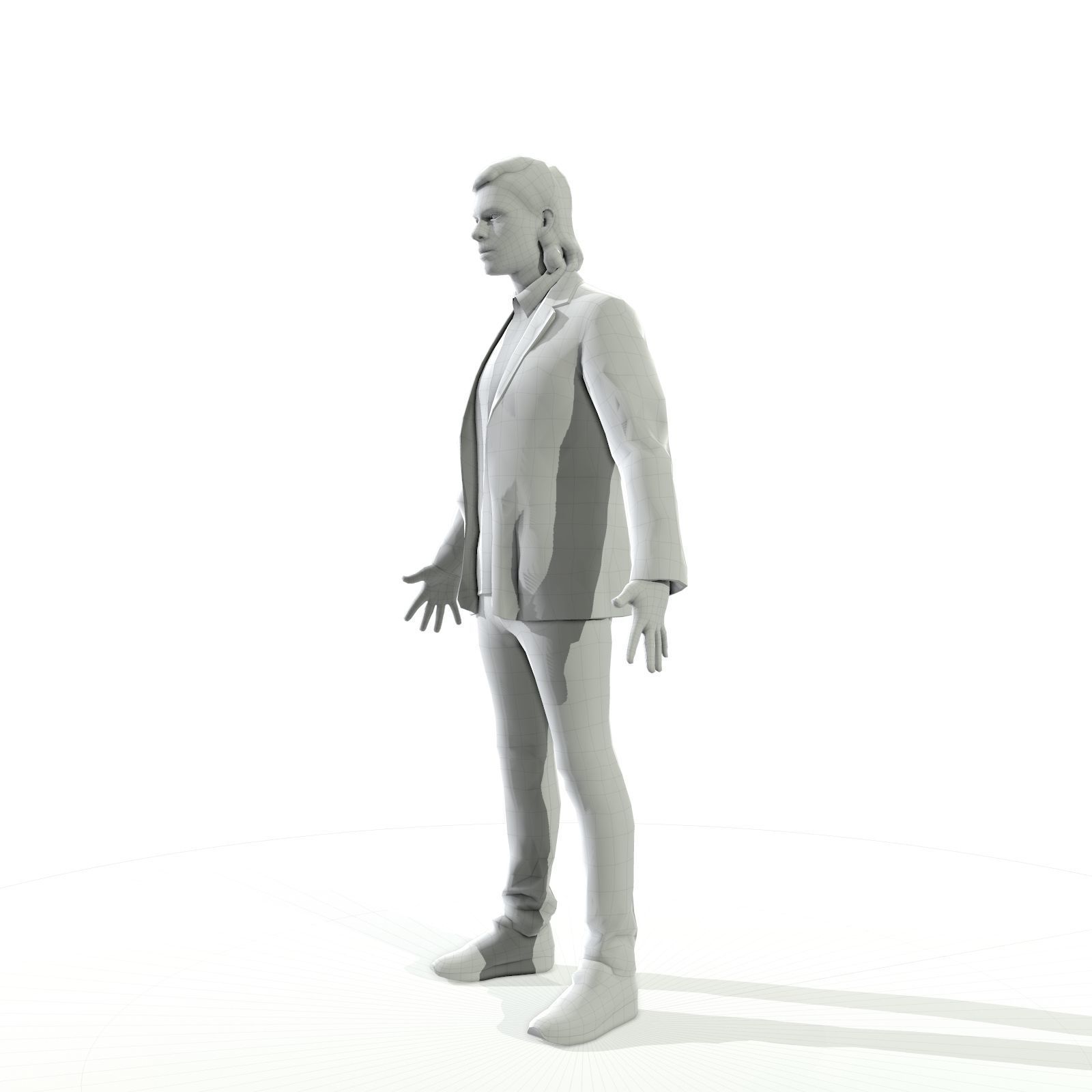 Blonde man in a dark suit Low-poly 3D model_29