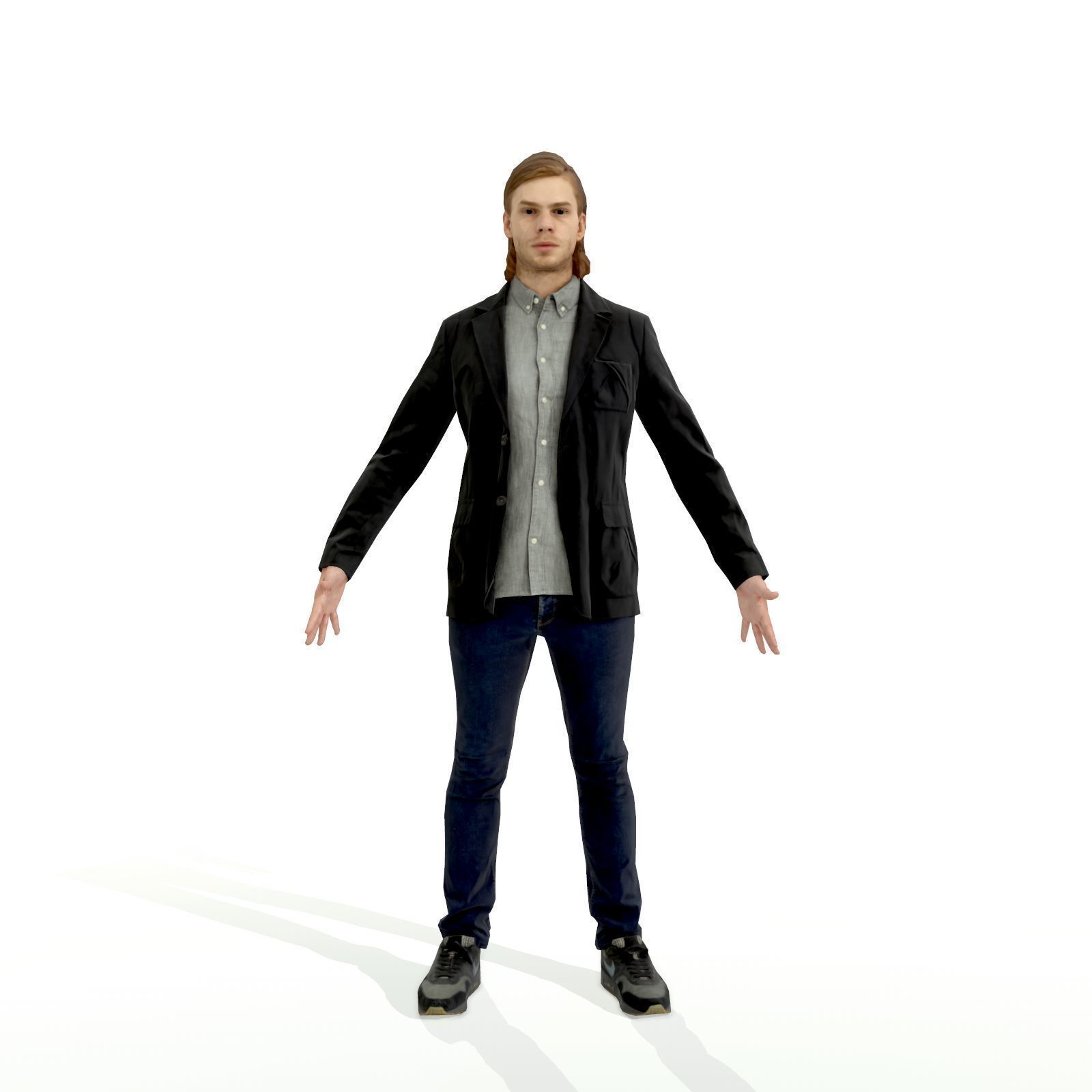 Blonde man in a dark suit Low-poly 3D model_30