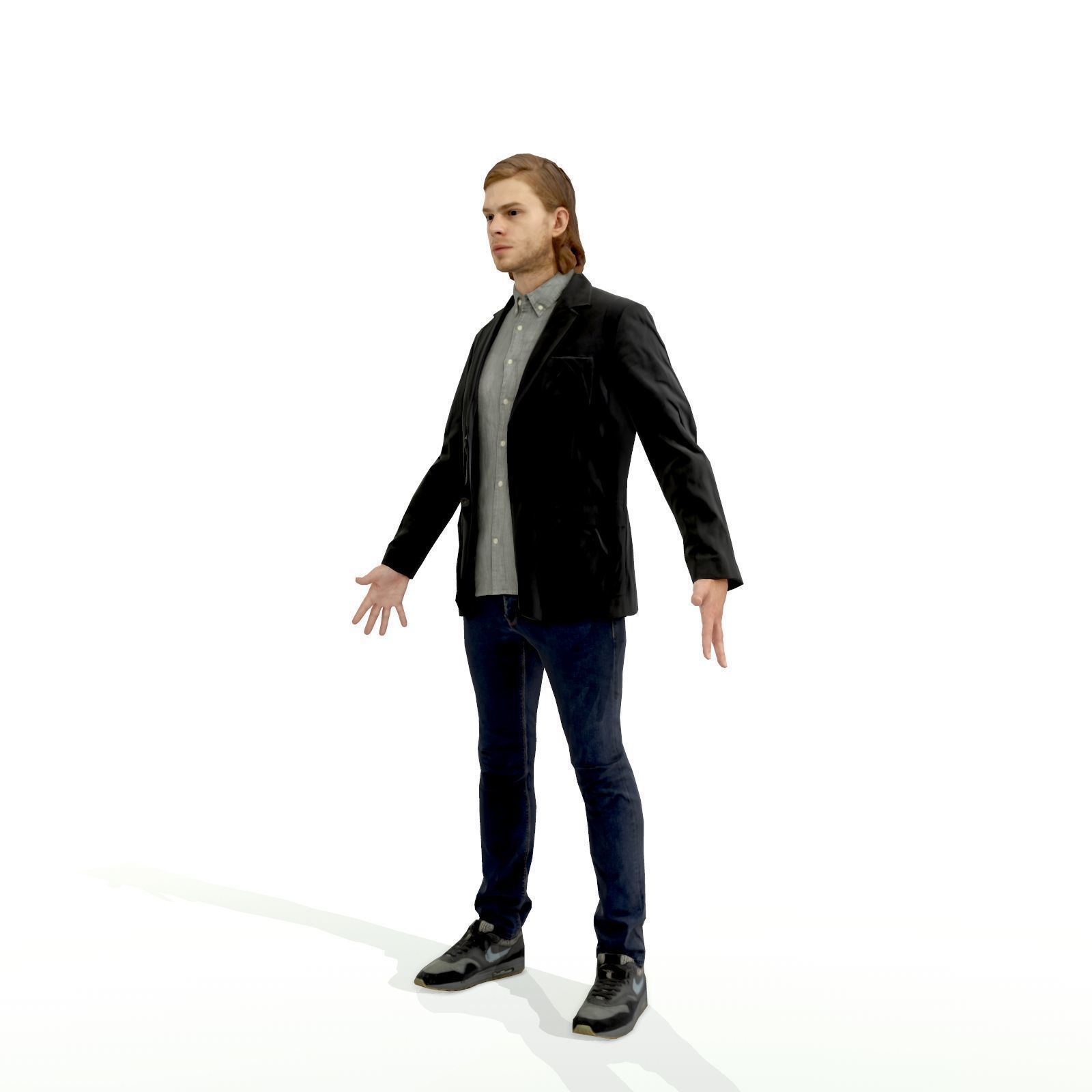 Blonde man in a dark suit Low-poly 3D model_33