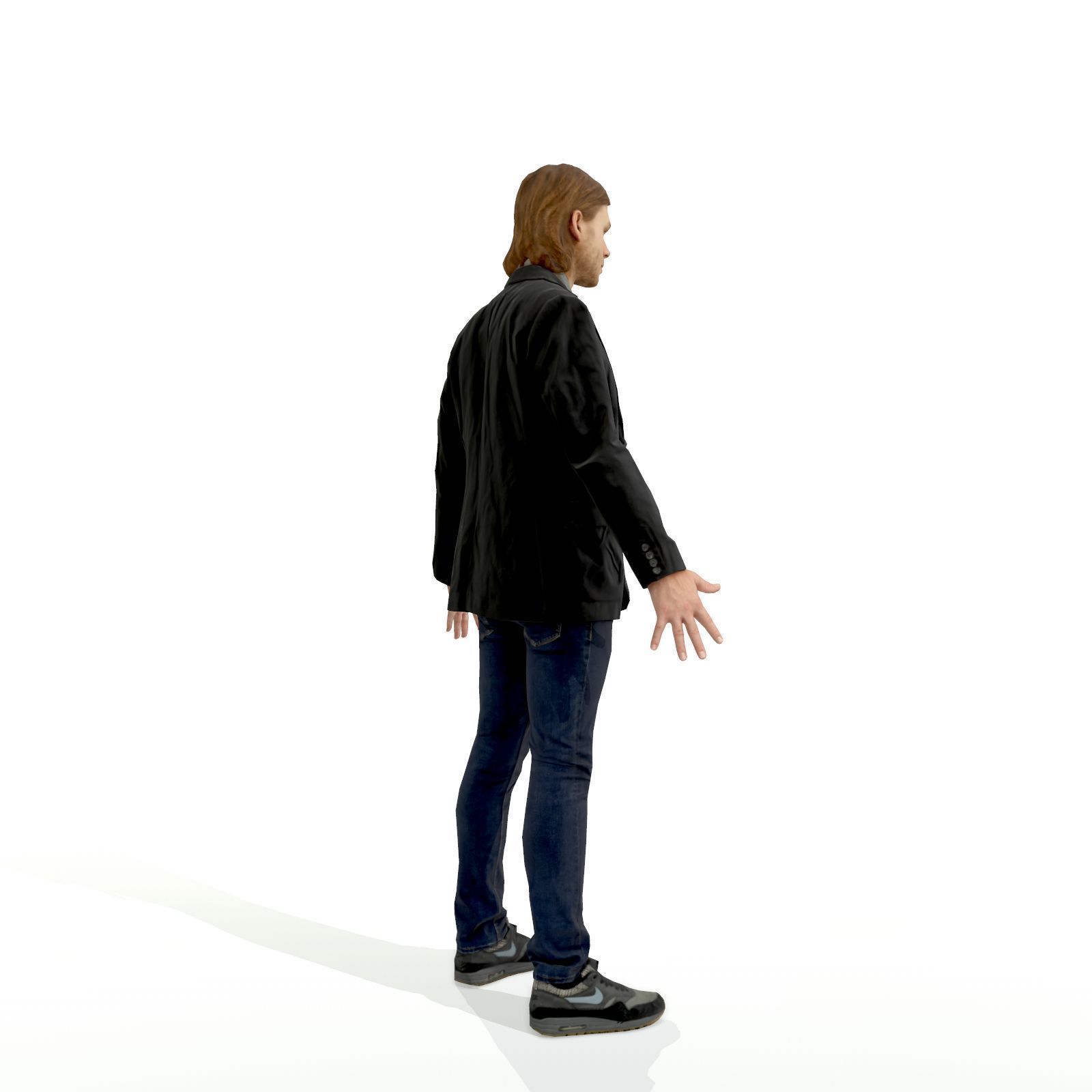 Blonde man in a dark suit Low-poly 3D model_12