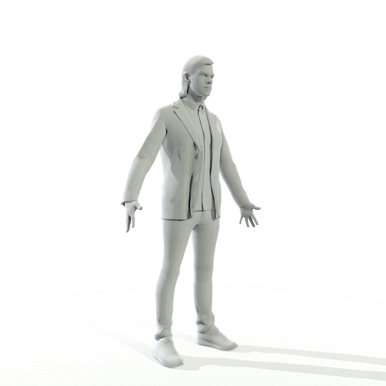 Blonde man in a dark suit Low-poly 3D model_6