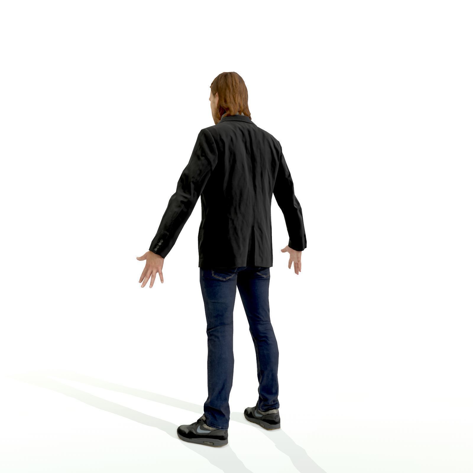 Blonde man in a dark suit Low-poly 3D model_8