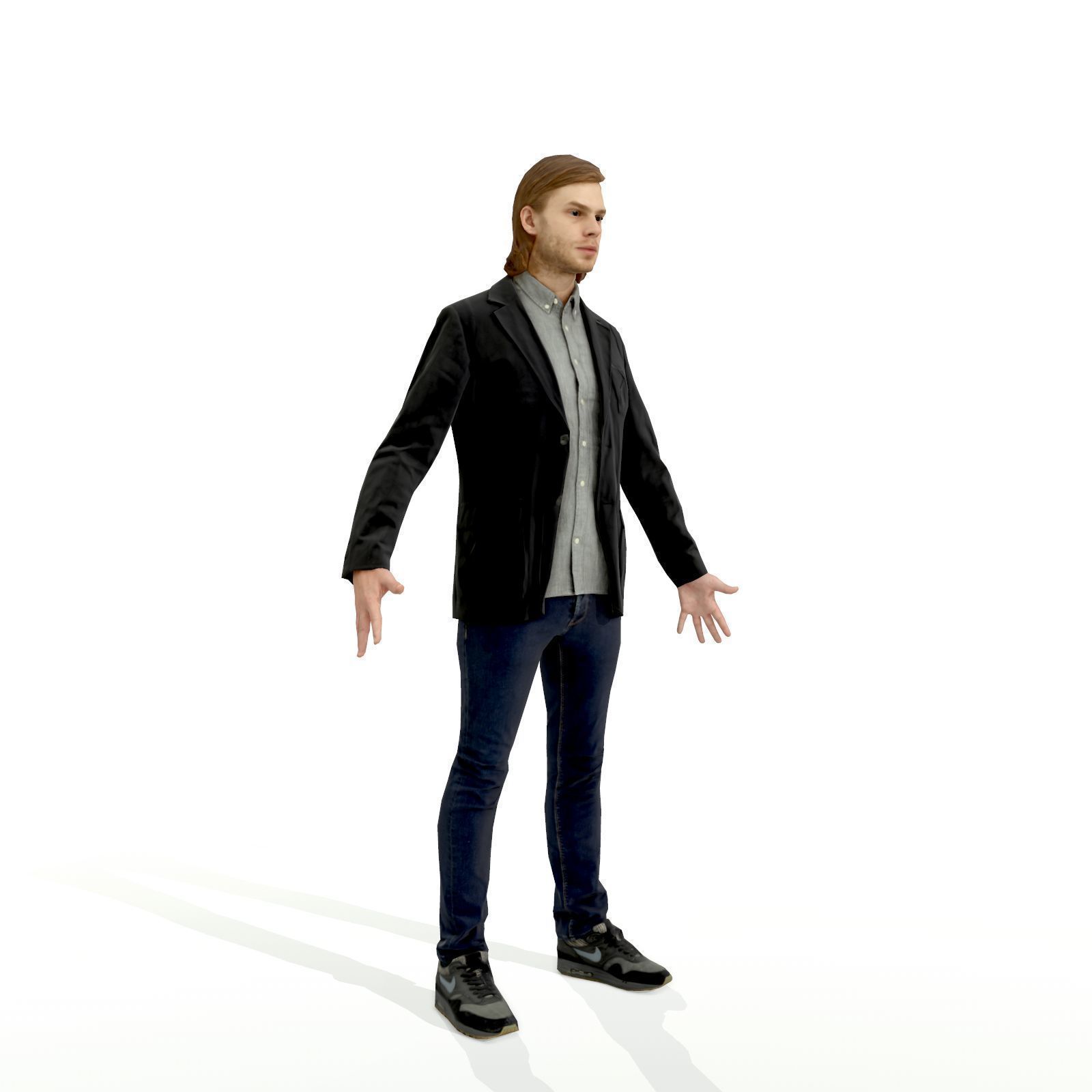 Blonde man in a dark suit Low-poly 3D model_20