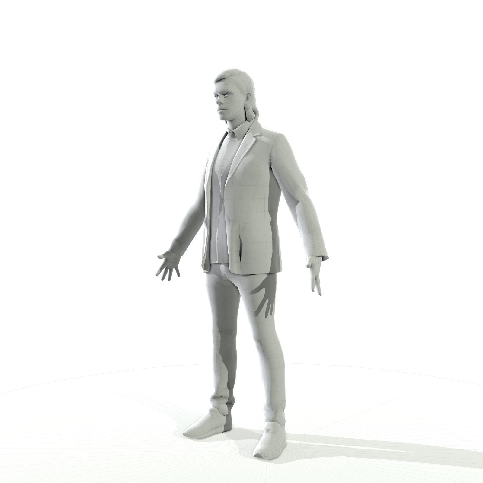 Blonde man in a dark suit Low-poly 3D model_18