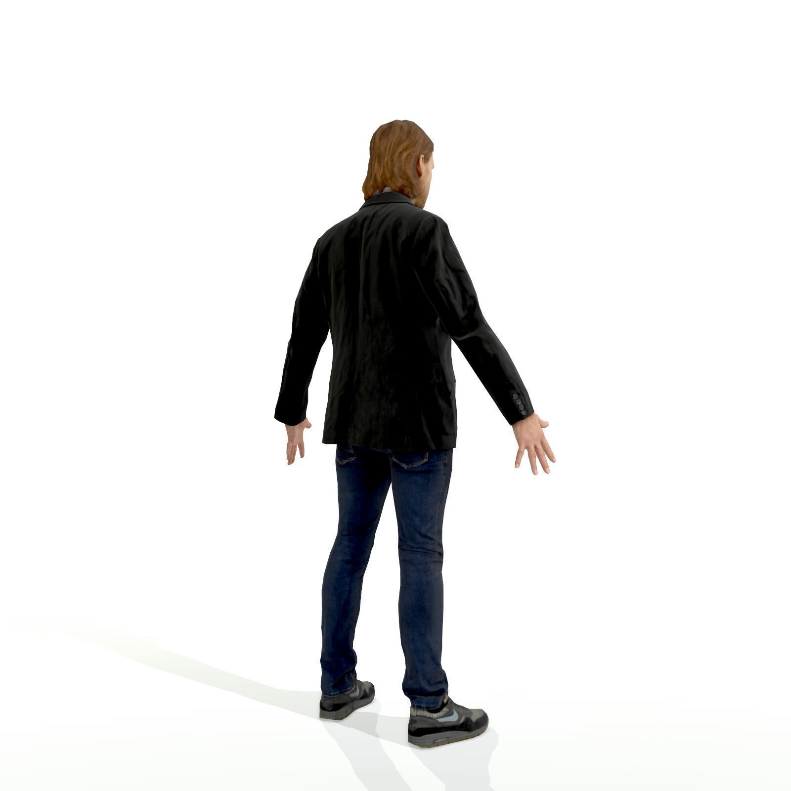 Blonde man in a dark suit Low-poly 3D model_25