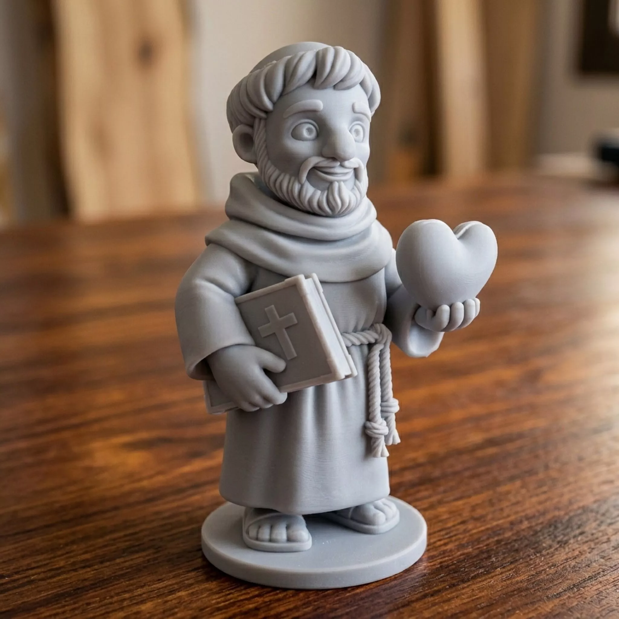 Franciscan Saint Holding Bible and Heart 3D print model