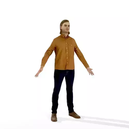 Blonde business man in casual clothes Low-poly 3D model