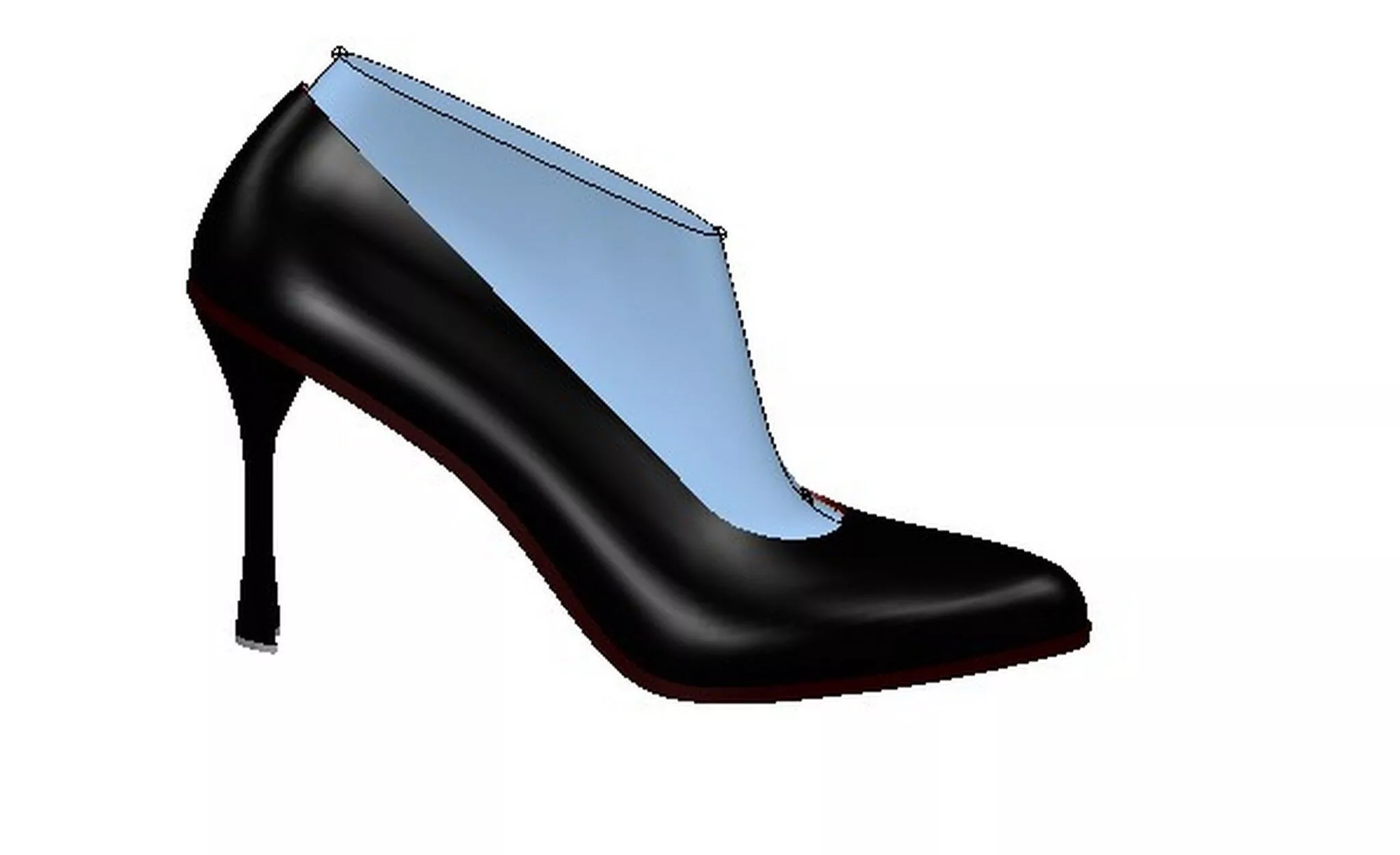 Classic model high heels shoes black and burgundy color Low-poly 3D model