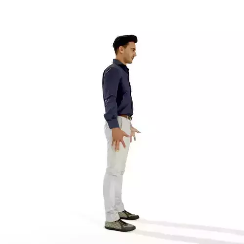 Confident business man in white pants Low-poly 3D model
