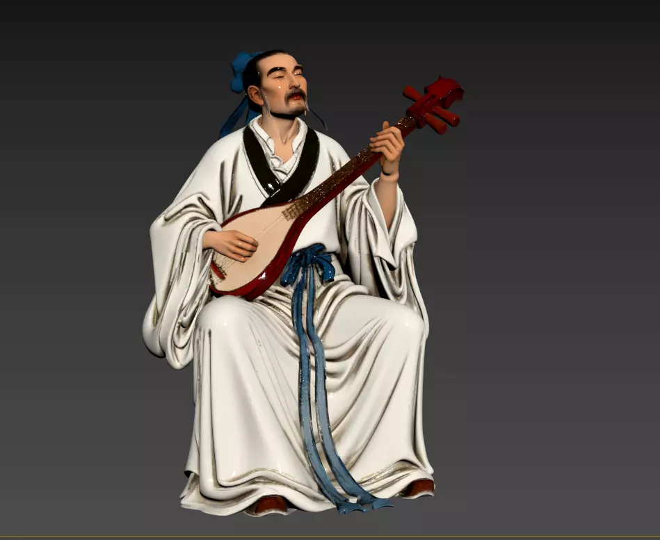 C30 Eastern Scene - Song Dynasty literati playing pipa 3D model