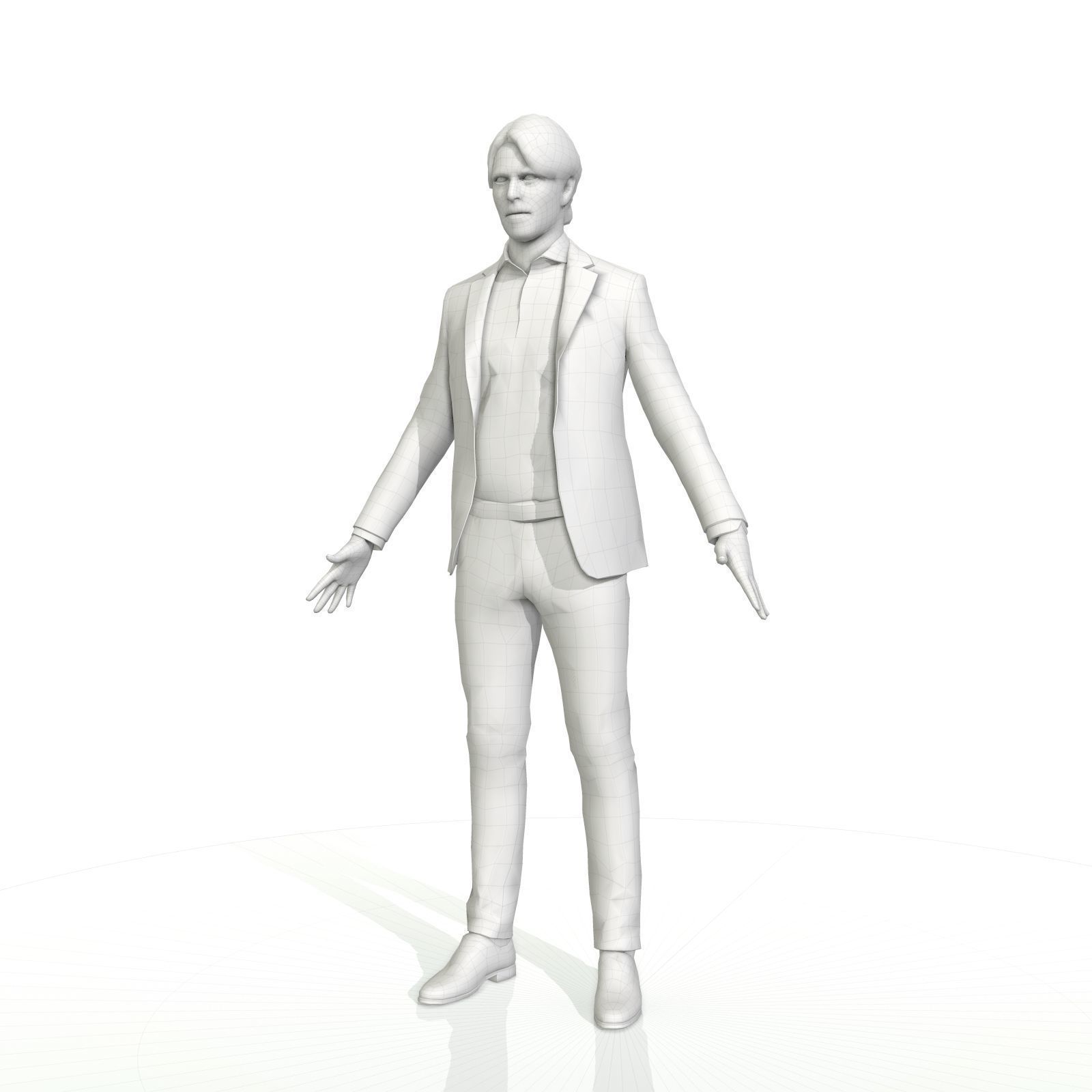 Business man in a grey and black suit Low-poly 3D model_1