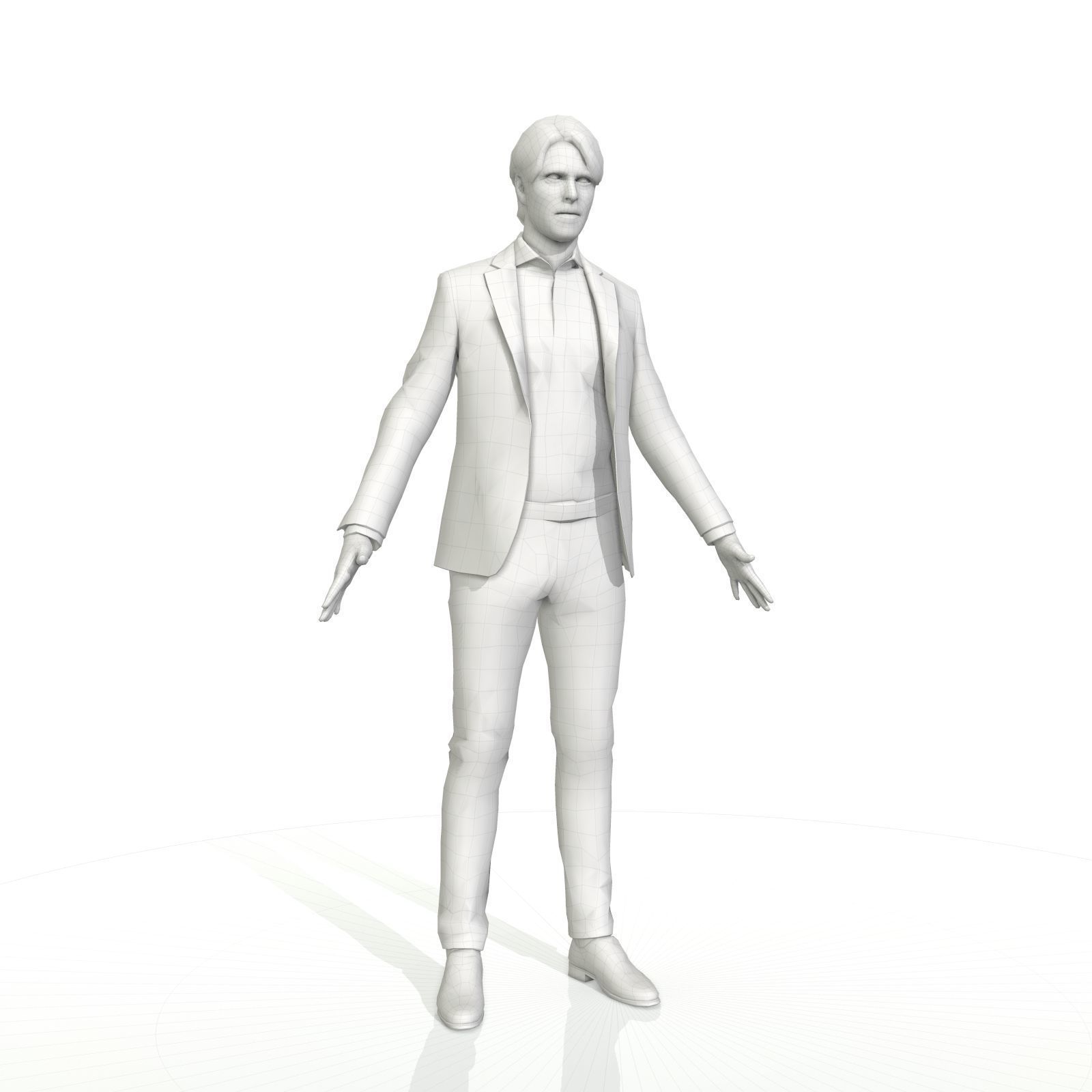Business man in a grey and black suit Low-poly 3D model_21