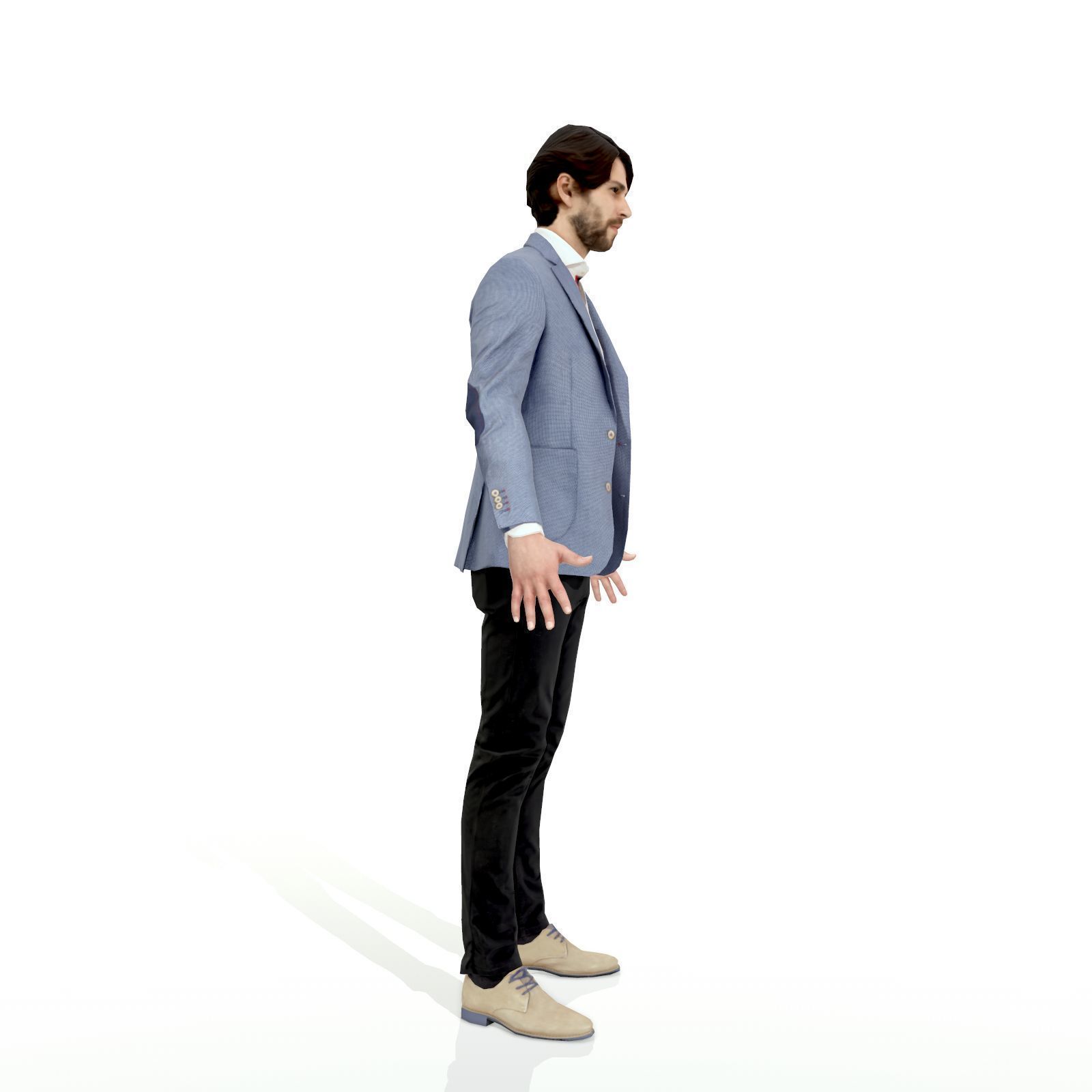 Business man in a grey and black suit Low-poly 3D model_4