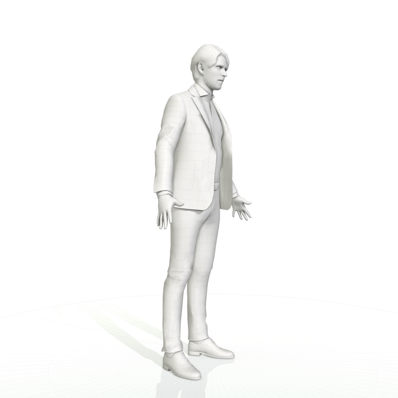 Business man in a grey and black suit Low-poly 3D model_5
