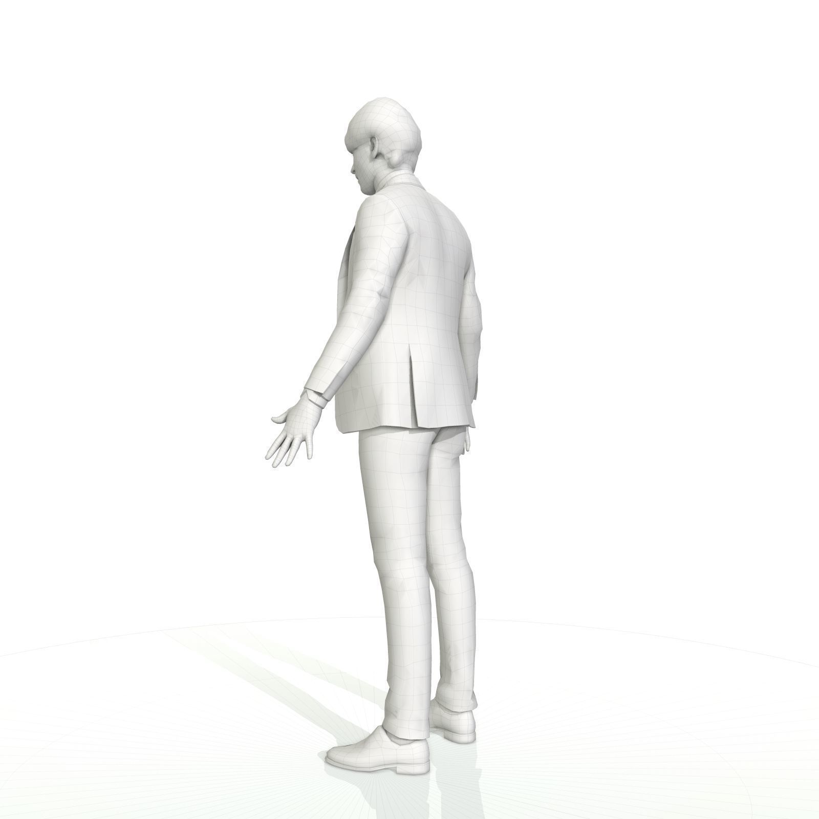 Business man in a grey and black suit Low-poly 3D model_2