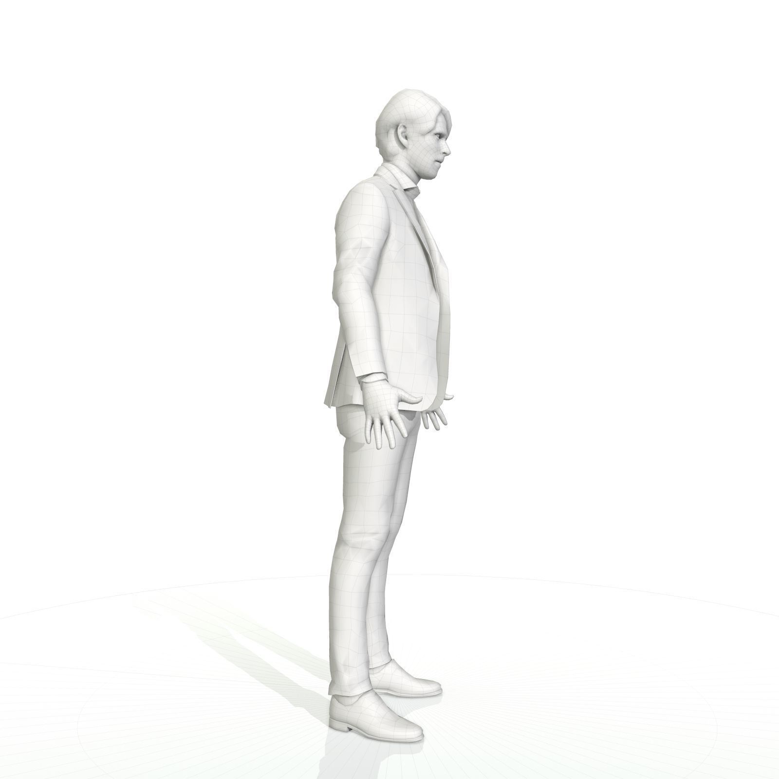 Business man in a grey and black suit Low-poly 3D model_16