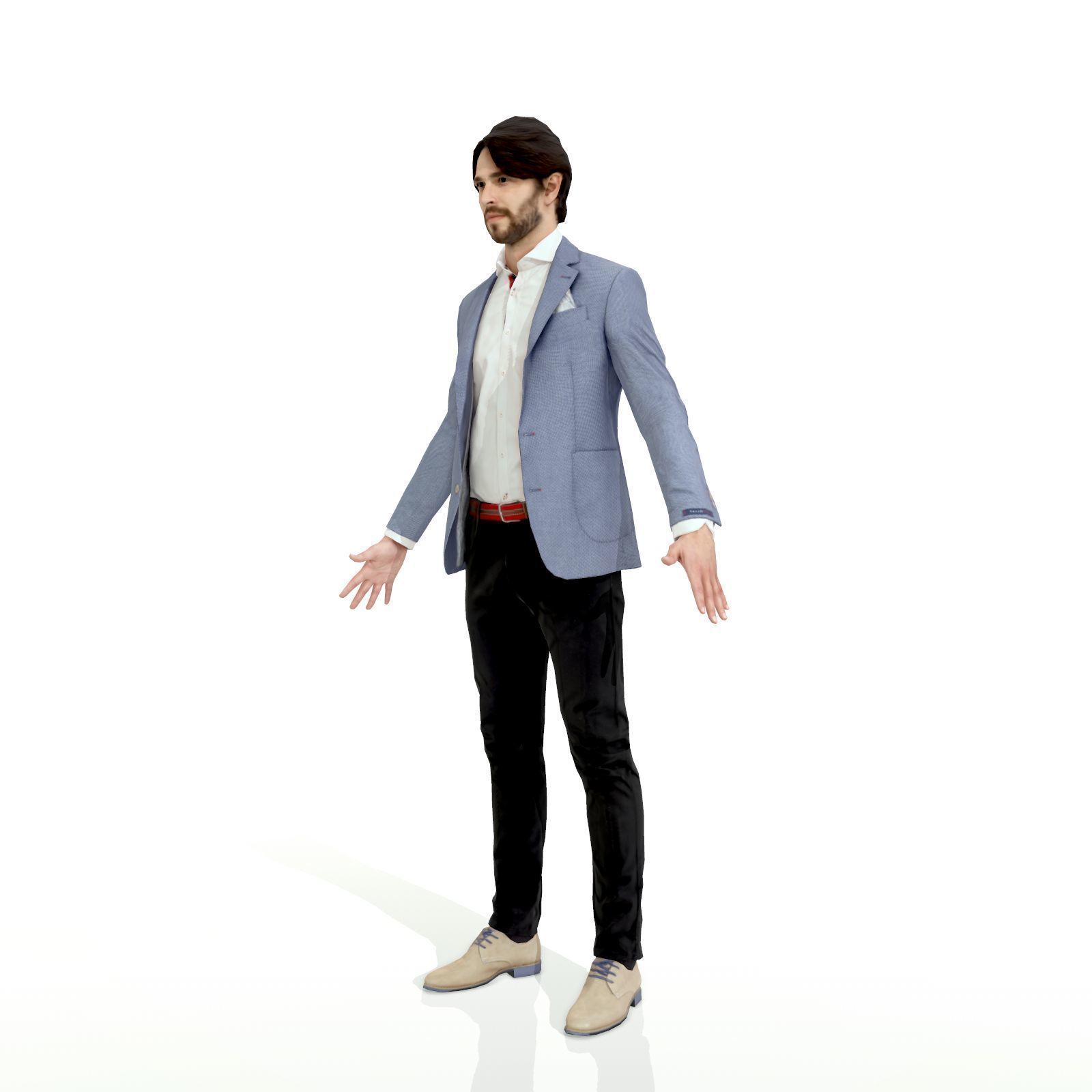 Business man in a grey and black suit Low-poly 3D model_3