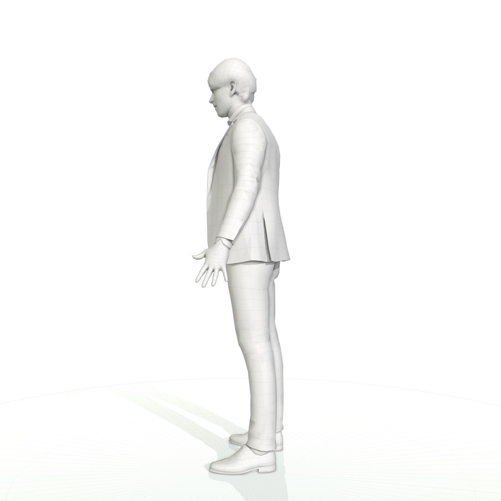 Business man in a grey and black suit Low-poly 3D model_10