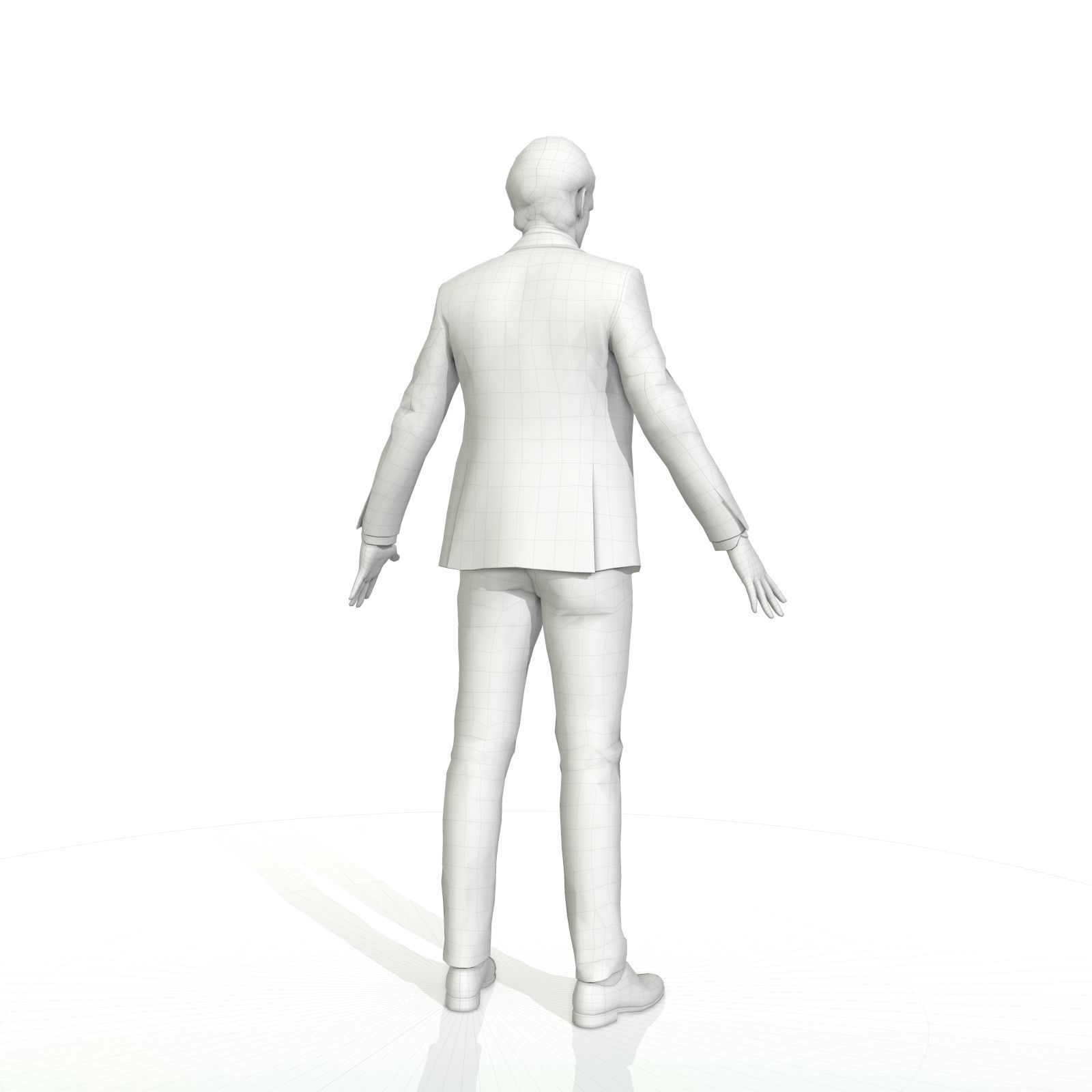 Business man in a grey and black suit Low-poly 3D model_9