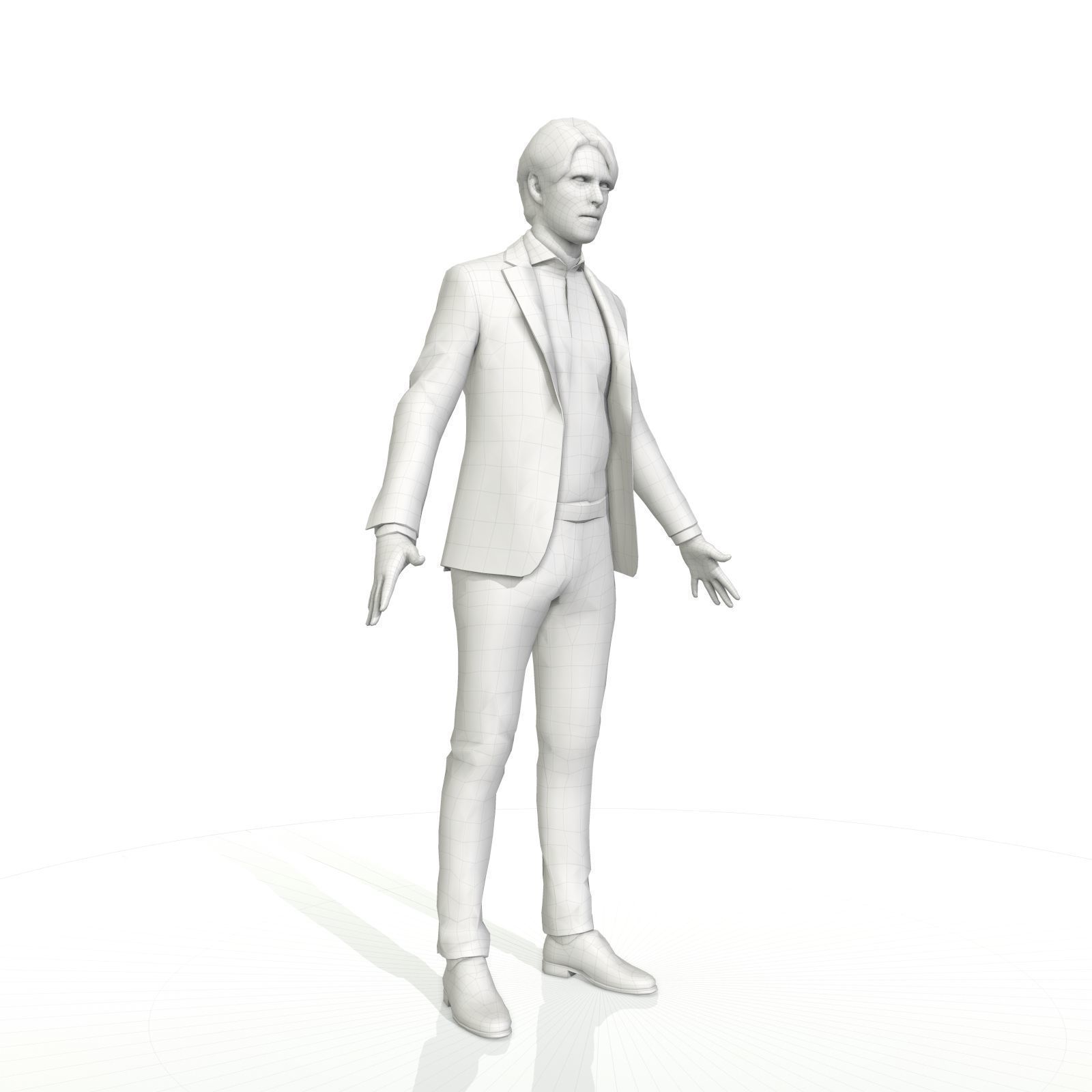 Business man in a grey and black suit Low-poly 3D model_32