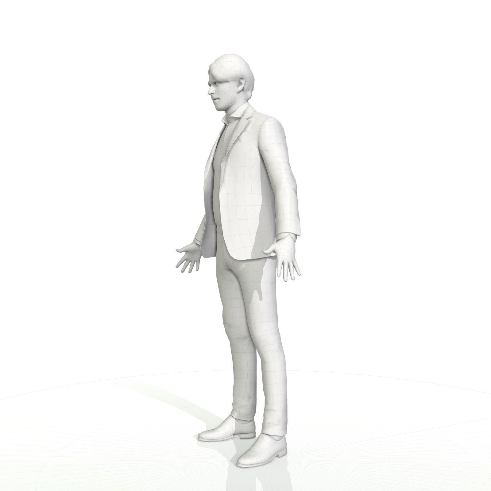 Business man in a grey and black suit Low-poly 3D model_15