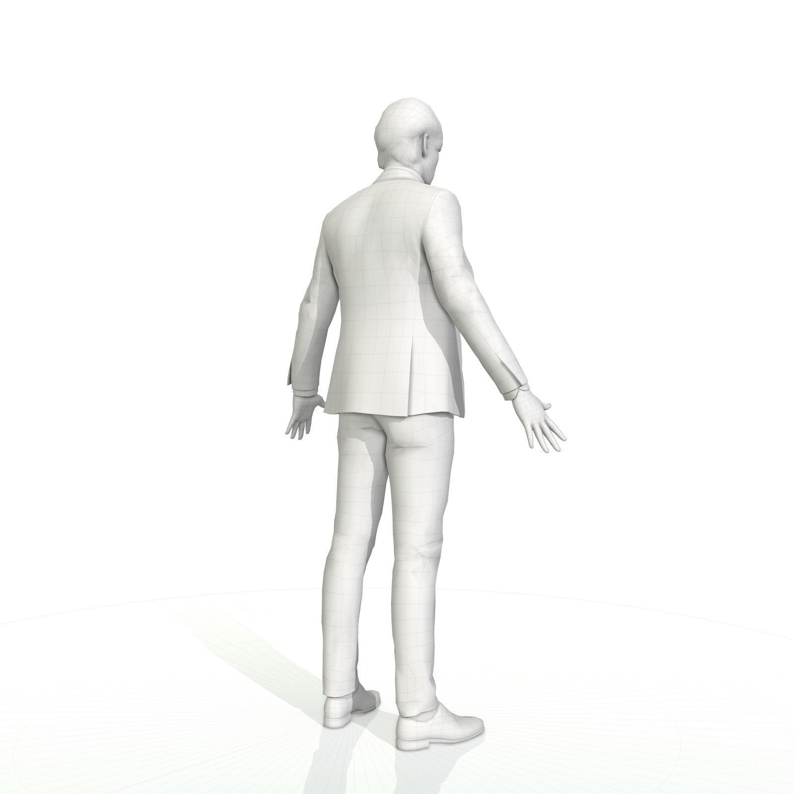 Business man in a grey and black suit Low-poly 3D model_11