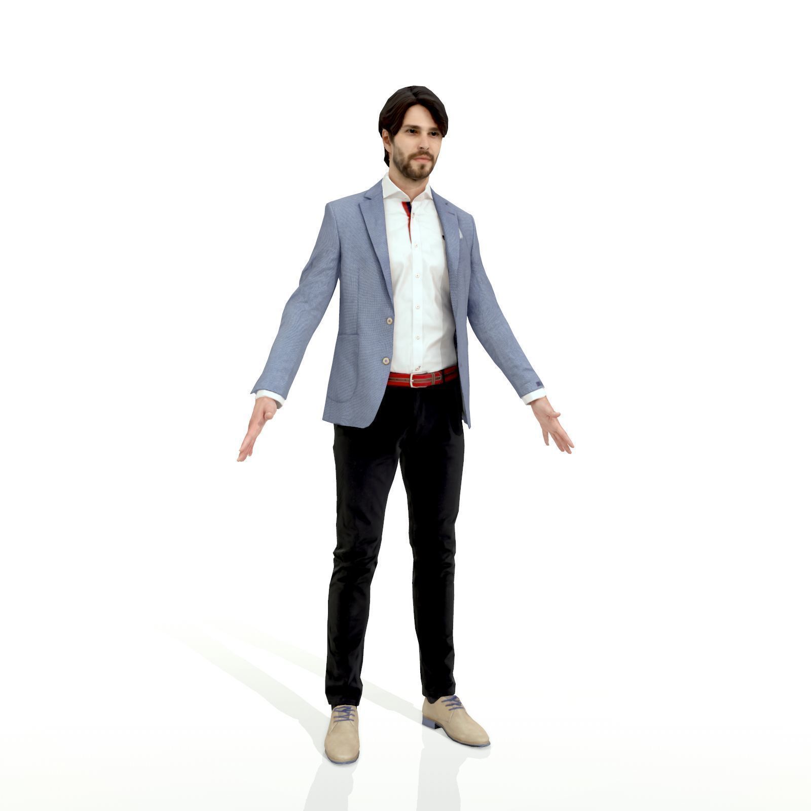 Business man in a grey and black suit Low-poly 3D model_13