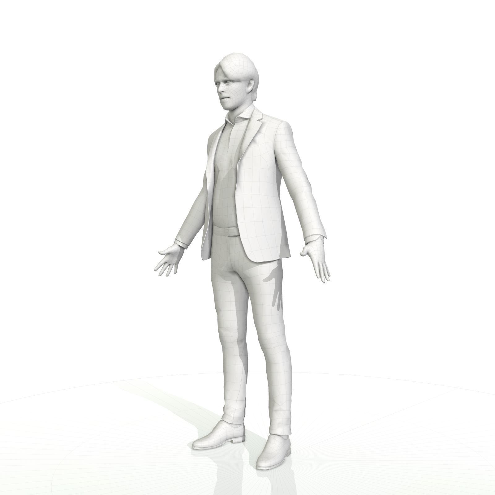 Business man in a grey and black suit Low-poly 3D model_29