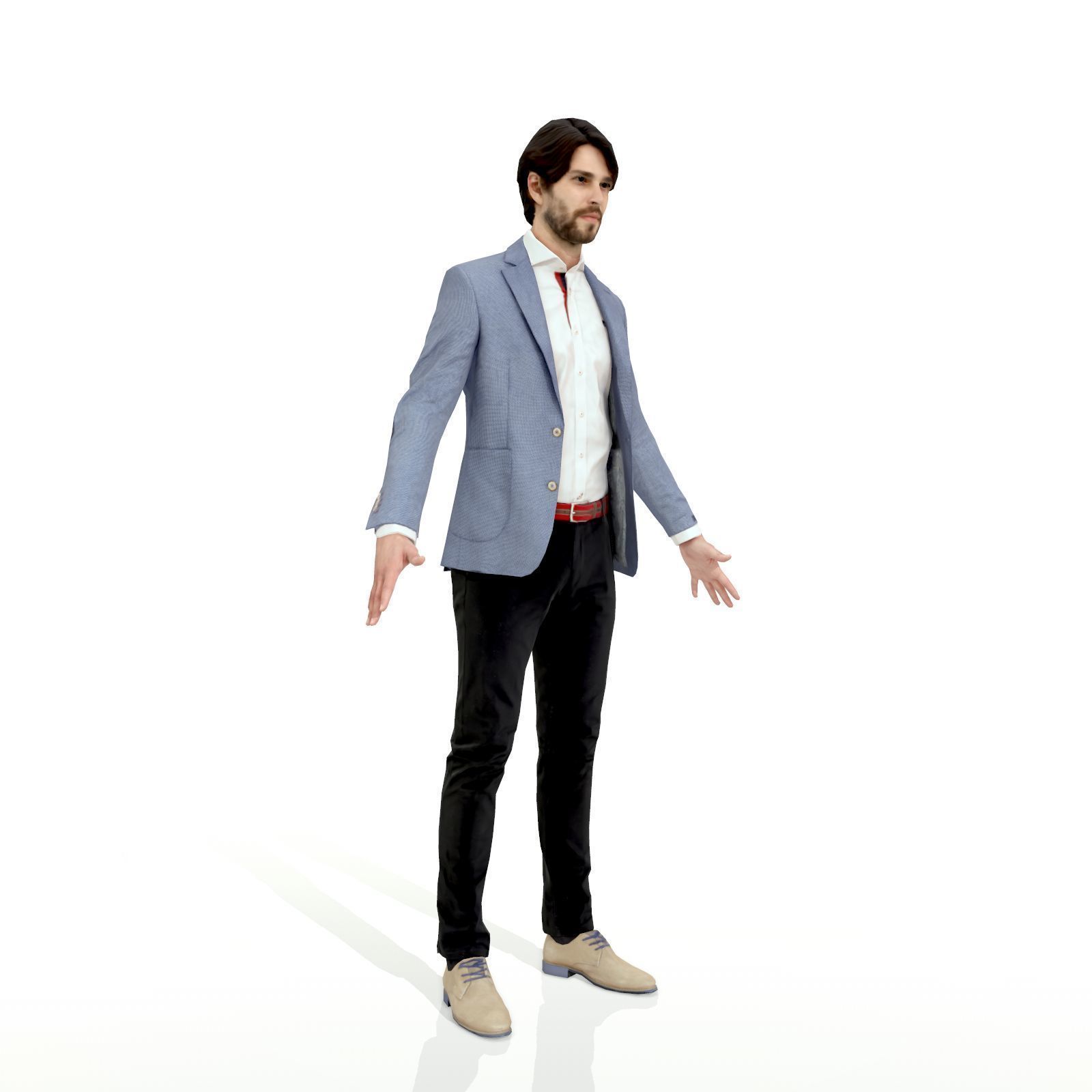 Business man in a grey and black suit Low-poly 3D model_24