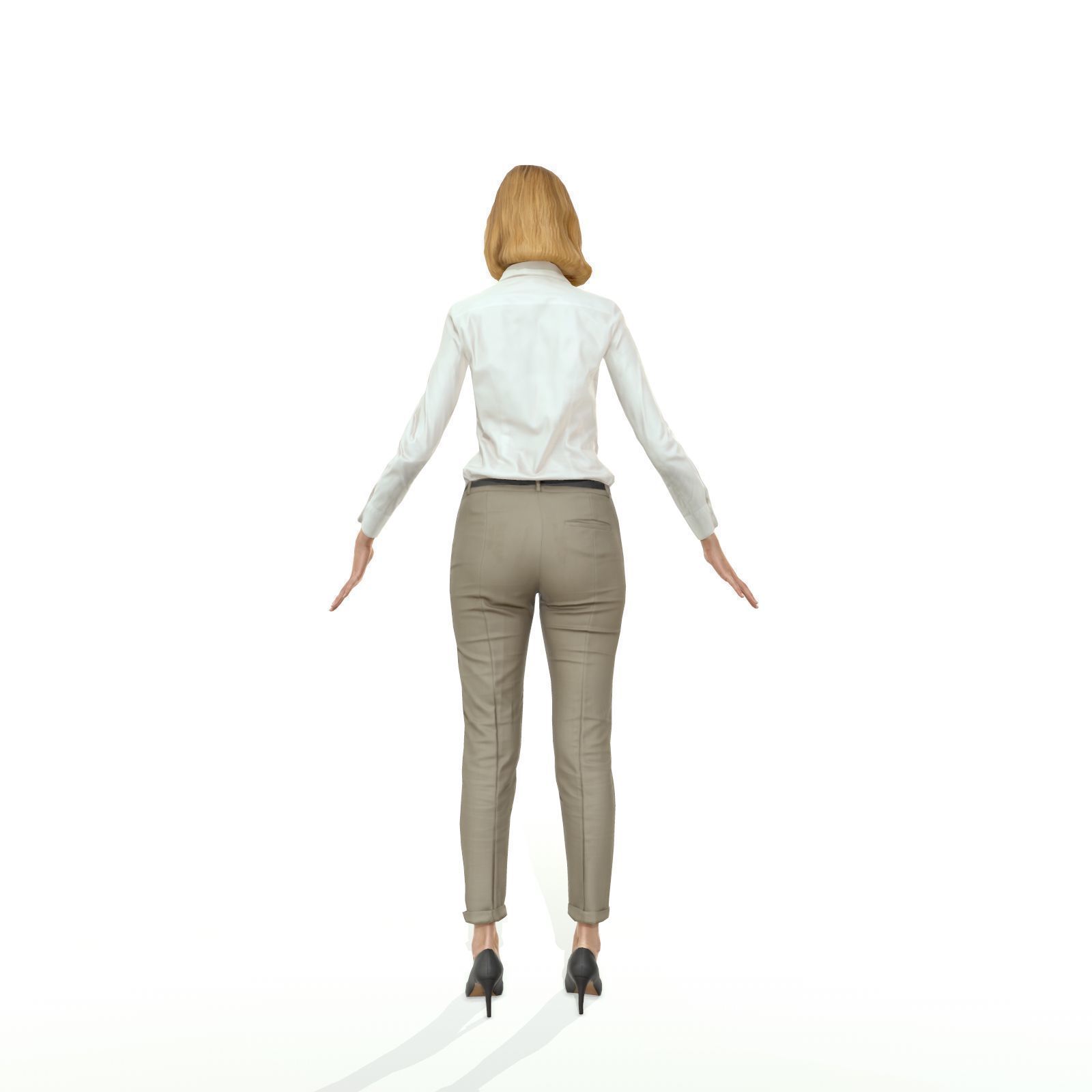 Blonde woman in business clothes Low-poly 3D model_5