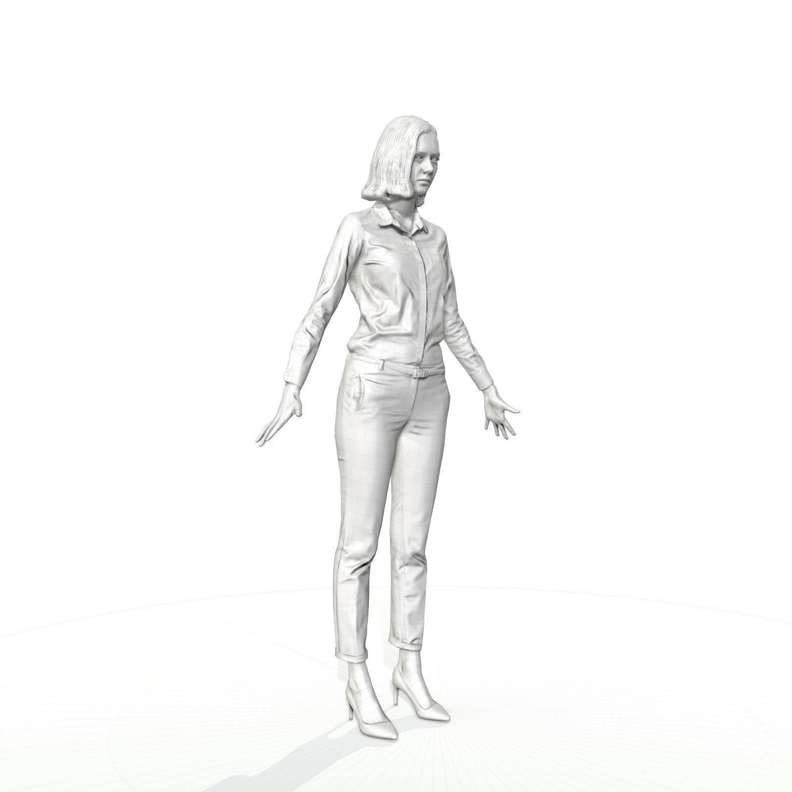 Blonde woman in business clothes Low-poly 3D model_20
