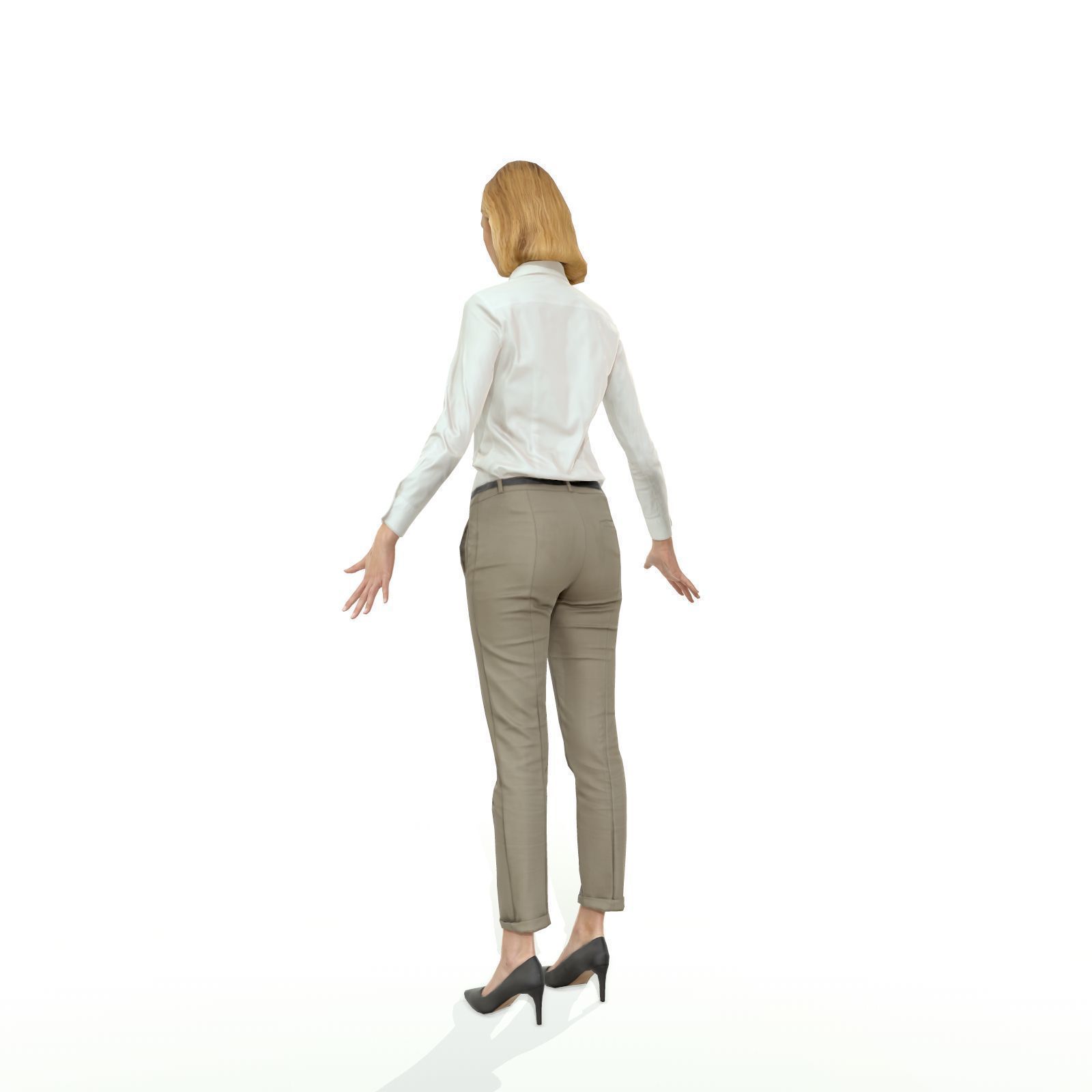 Blonde woman in business clothes Low-poly 3D model_14