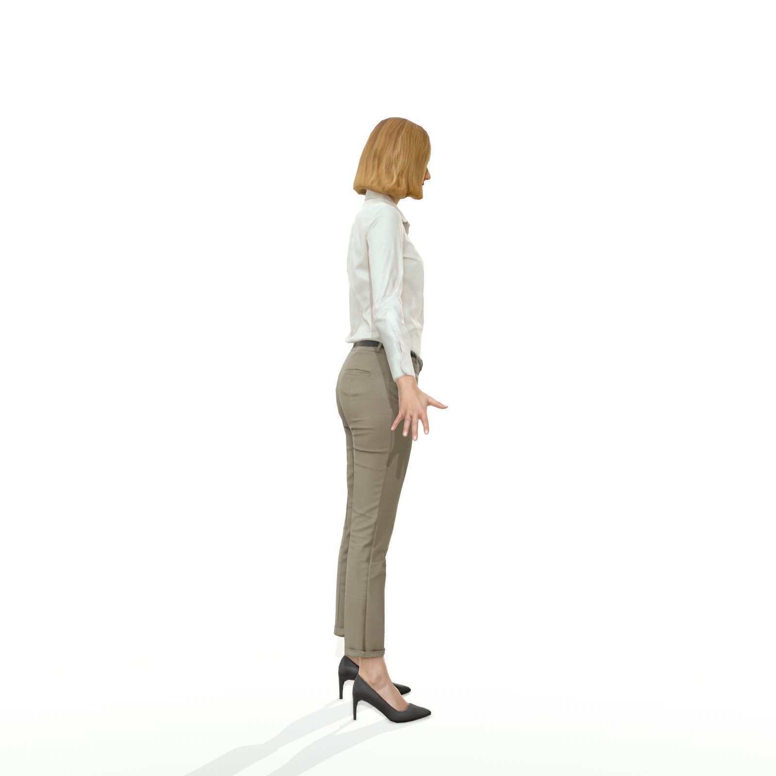 Blonde woman in business clothes Low-poly 3D model_19
