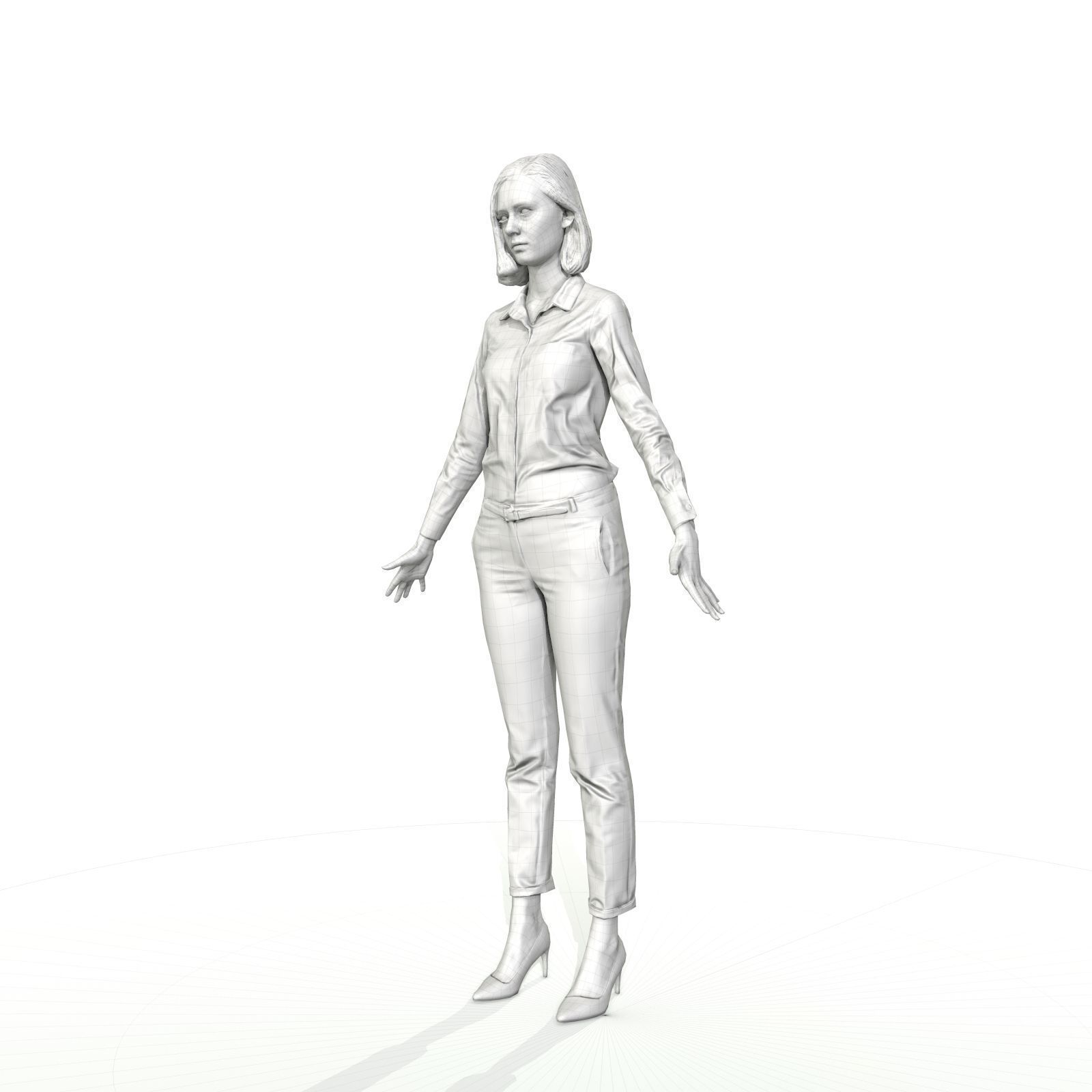 Blonde woman in business clothes Low-poly 3D model_6