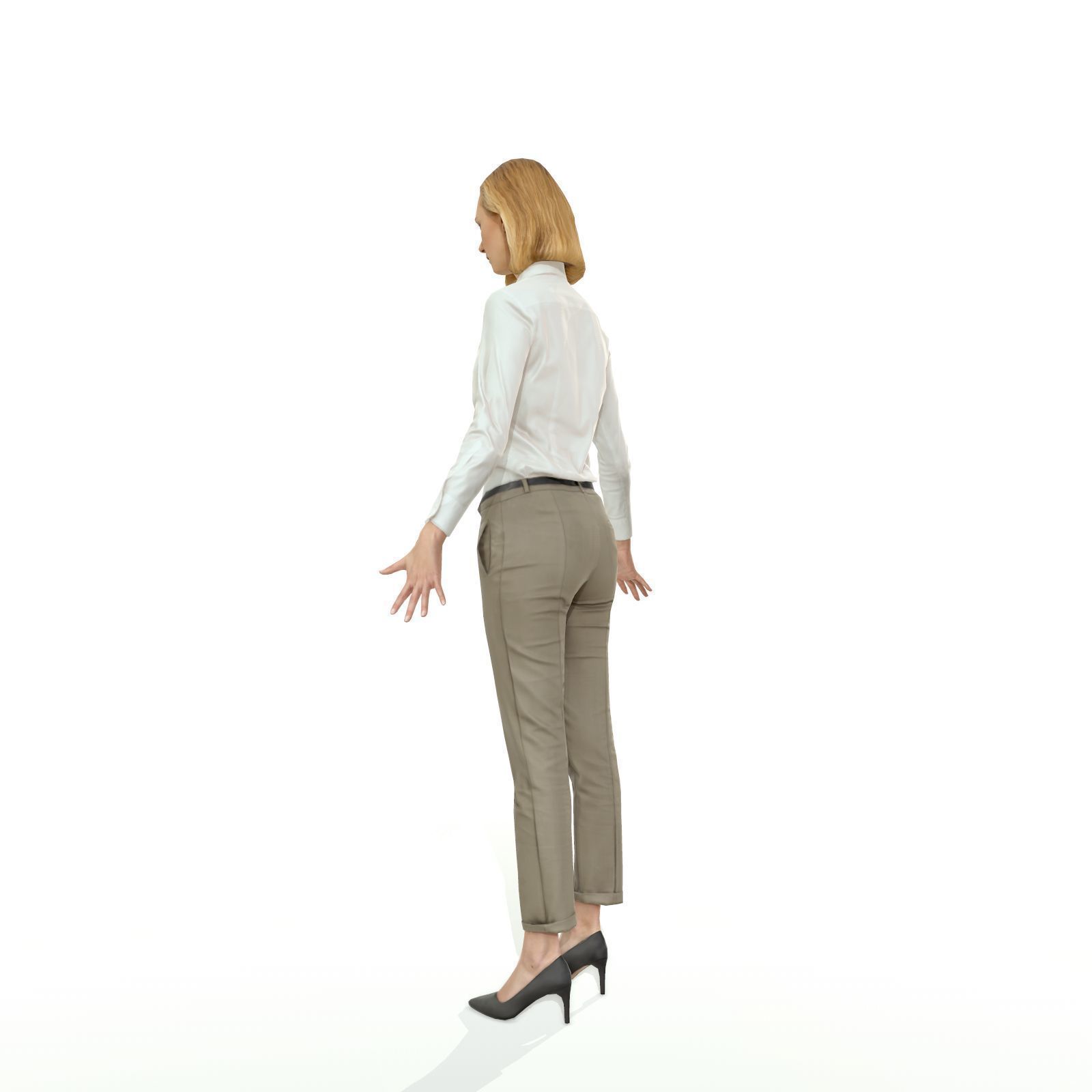Blonde woman in business clothes Low-poly 3D model_7