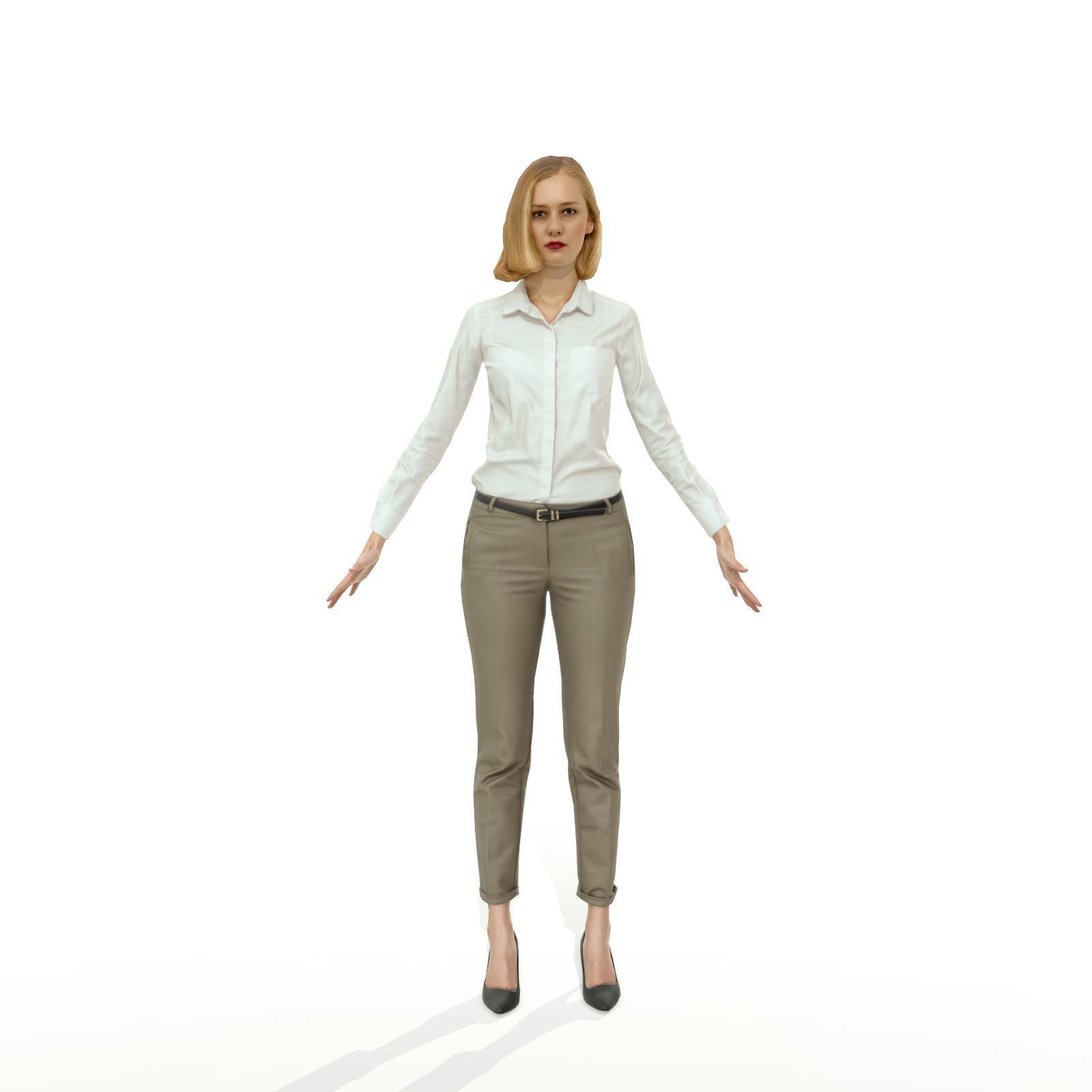 Blonde woman in business clothes Low-poly 3D model_28