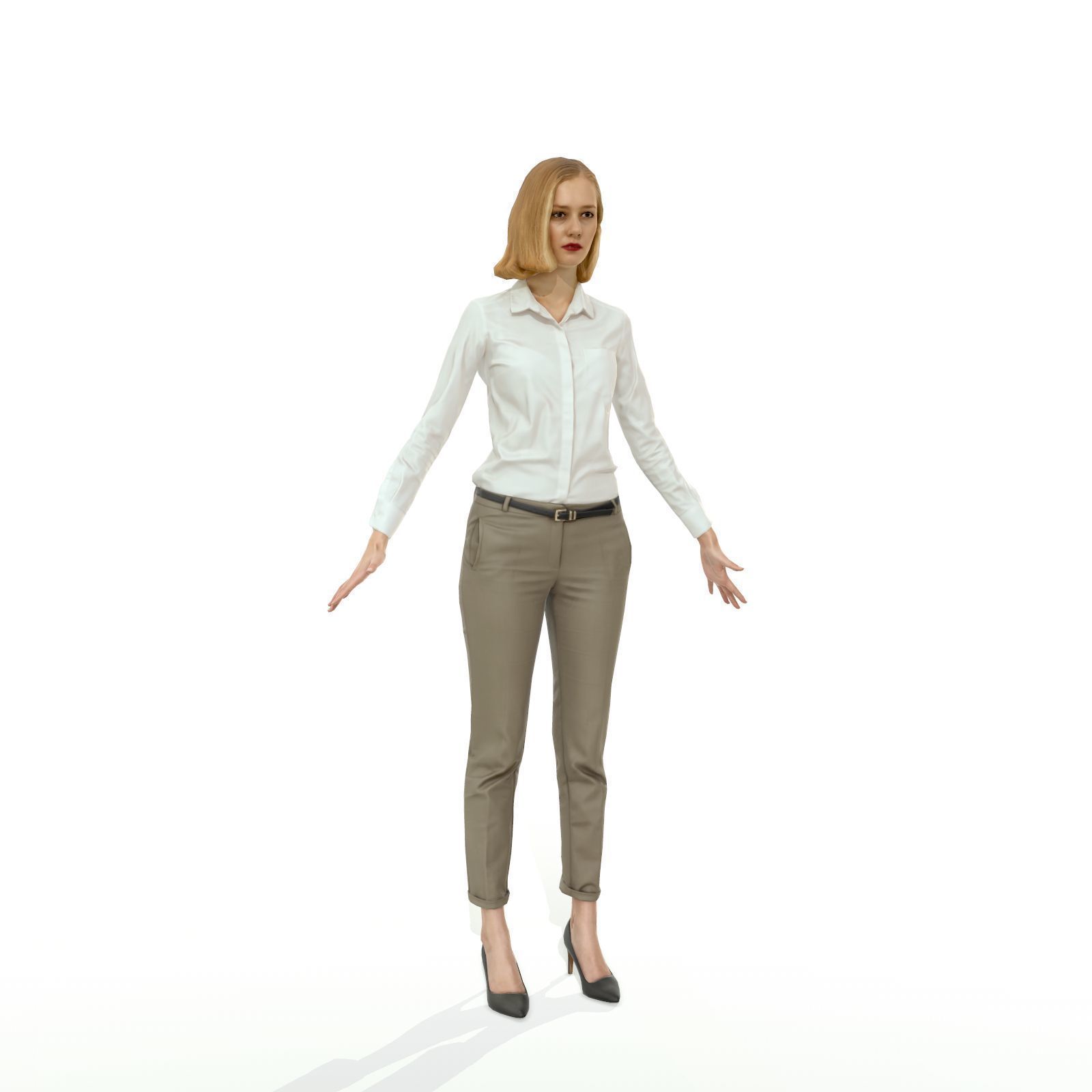 Blonde woman in business clothes Low-poly 3D model_18
