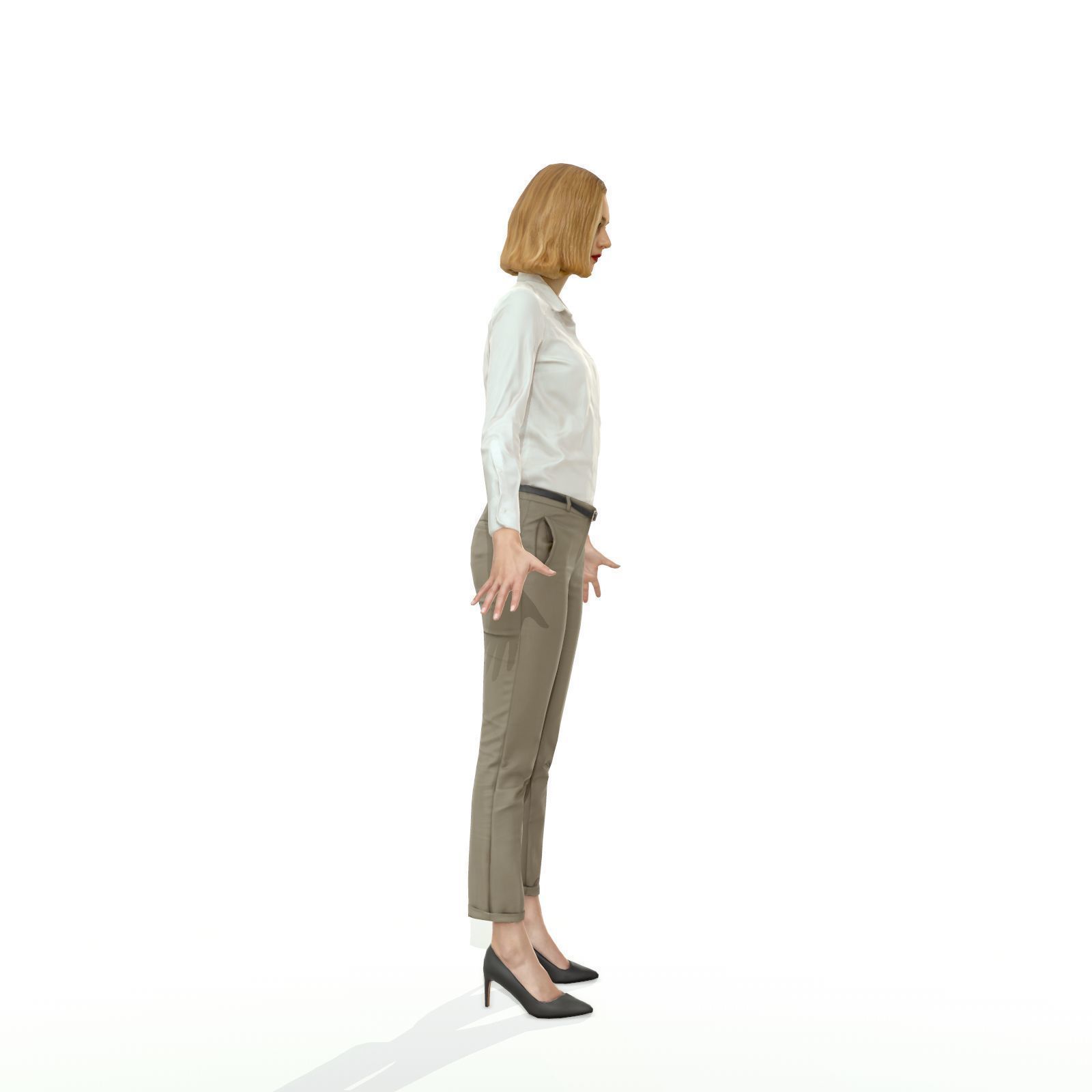 Blonde woman in business clothes Low-poly 3D model_4
