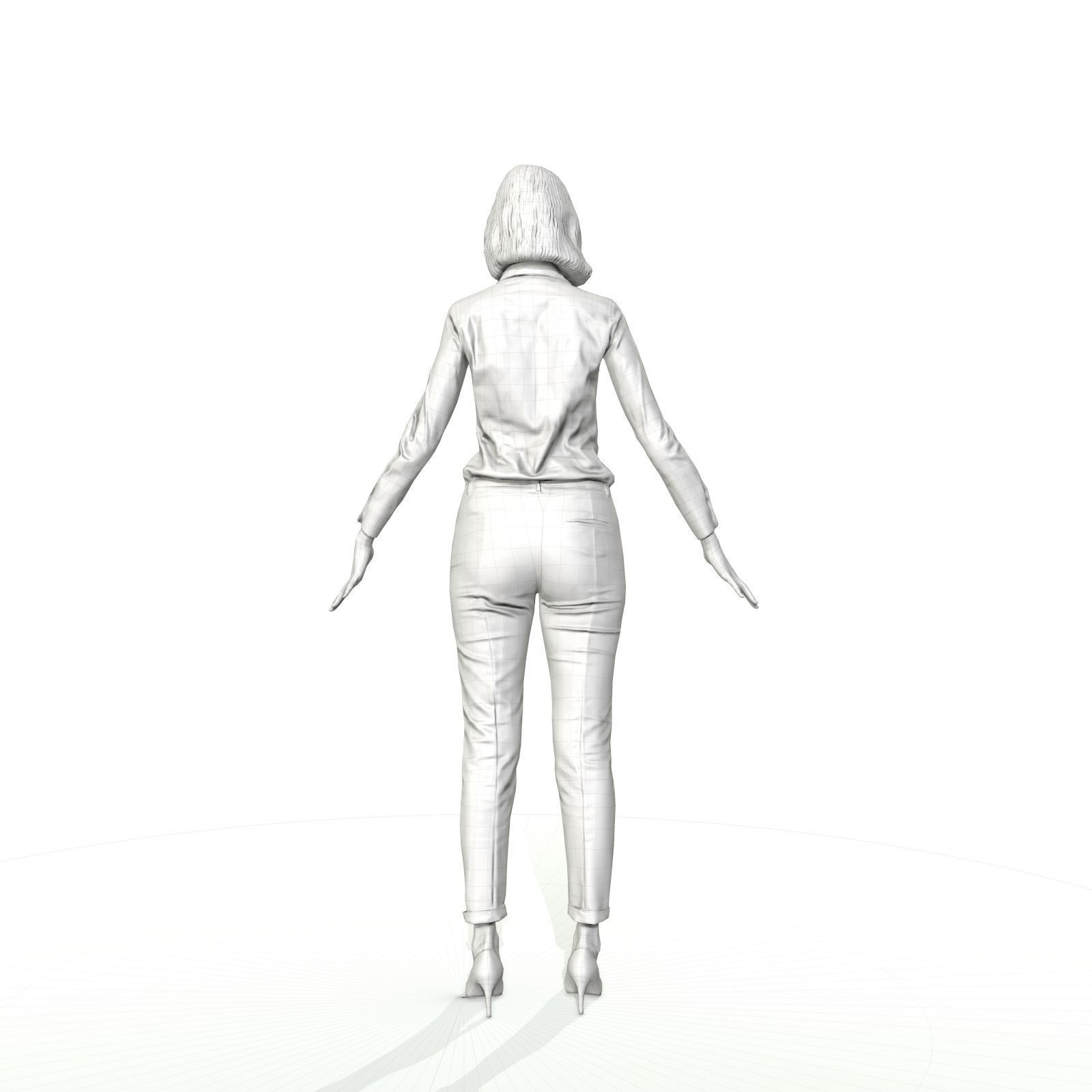 Blonde woman in business clothes Low-poly 3D model_3