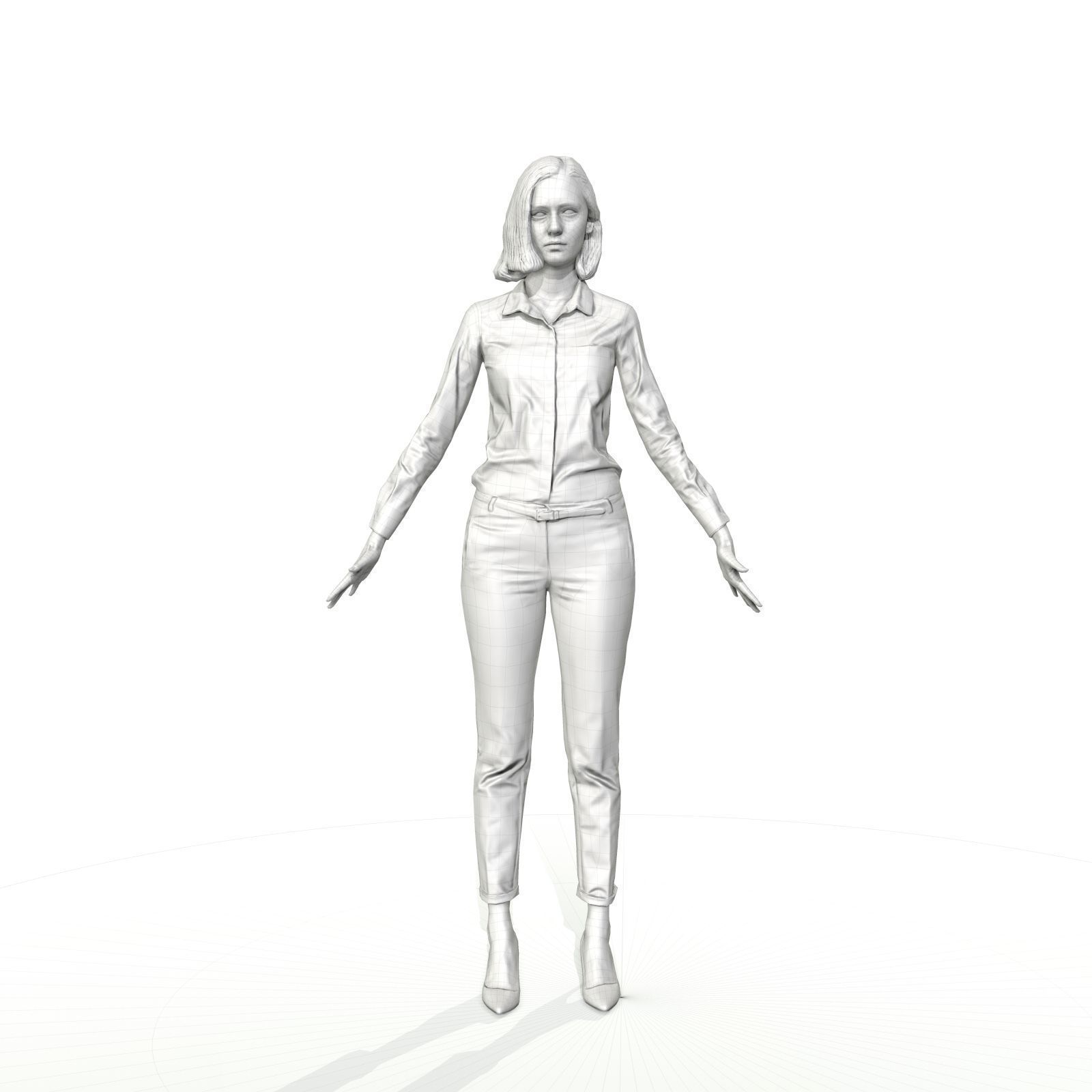 Blonde woman in business clothes Low-poly 3D model_24
